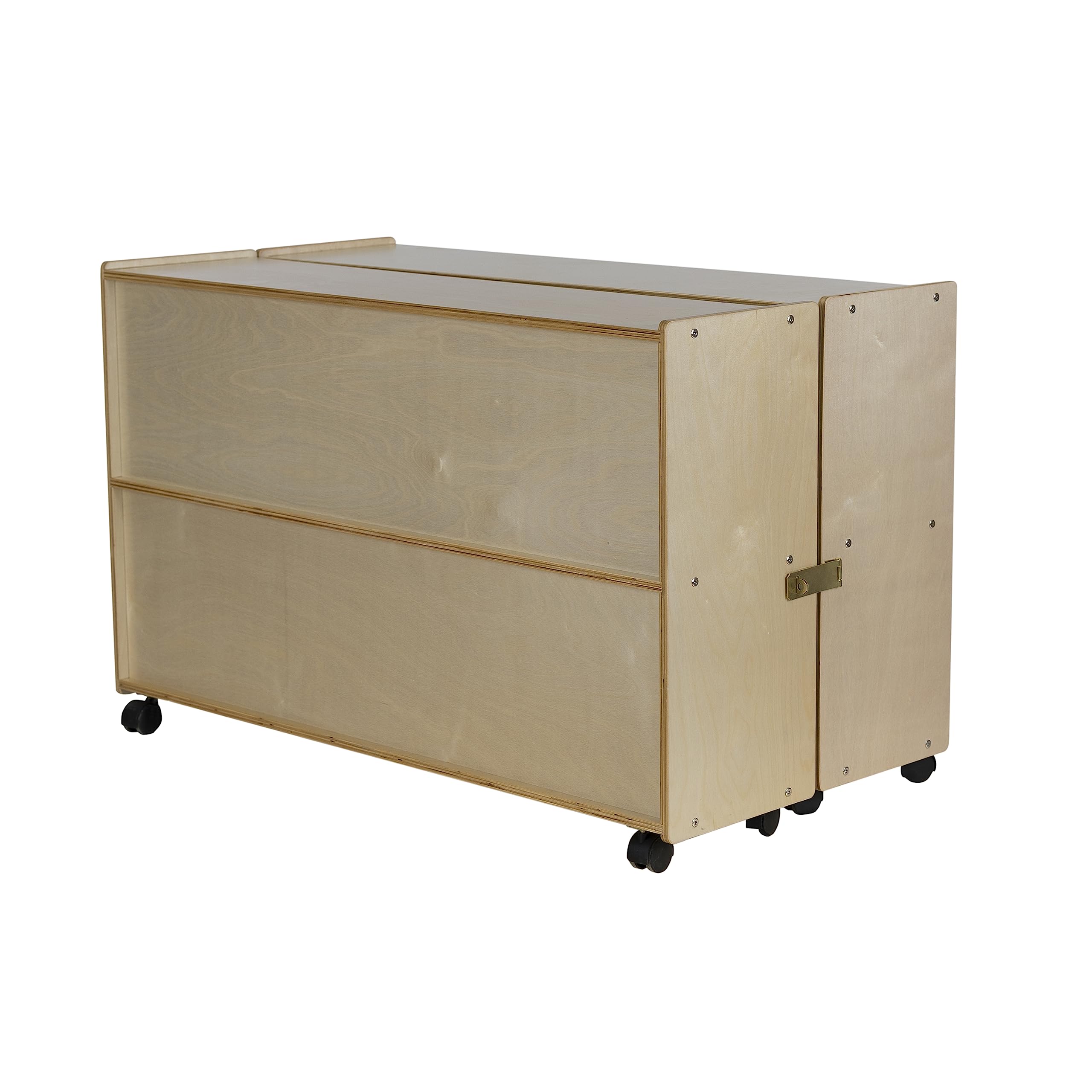 Folding Storage Cabinet with Casters 4 Compartment Birch Plywood