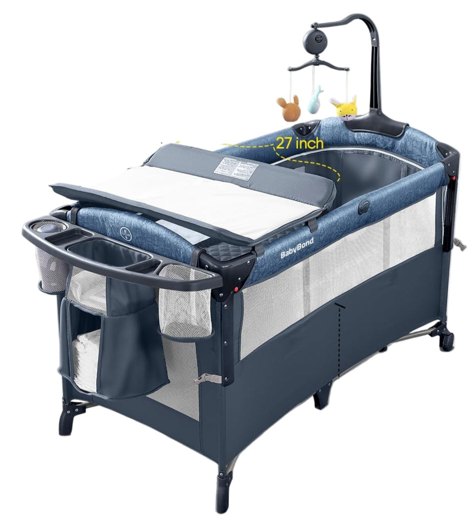 Baby Bassinet Bedside Crib, Pack and Play with Sheet
