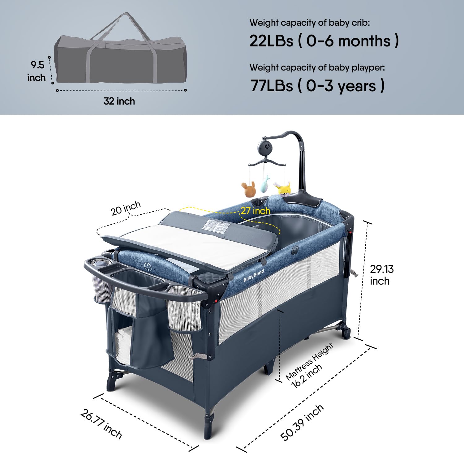 5-in-1 Portable Nursery Center with Bassinet and Changing Table