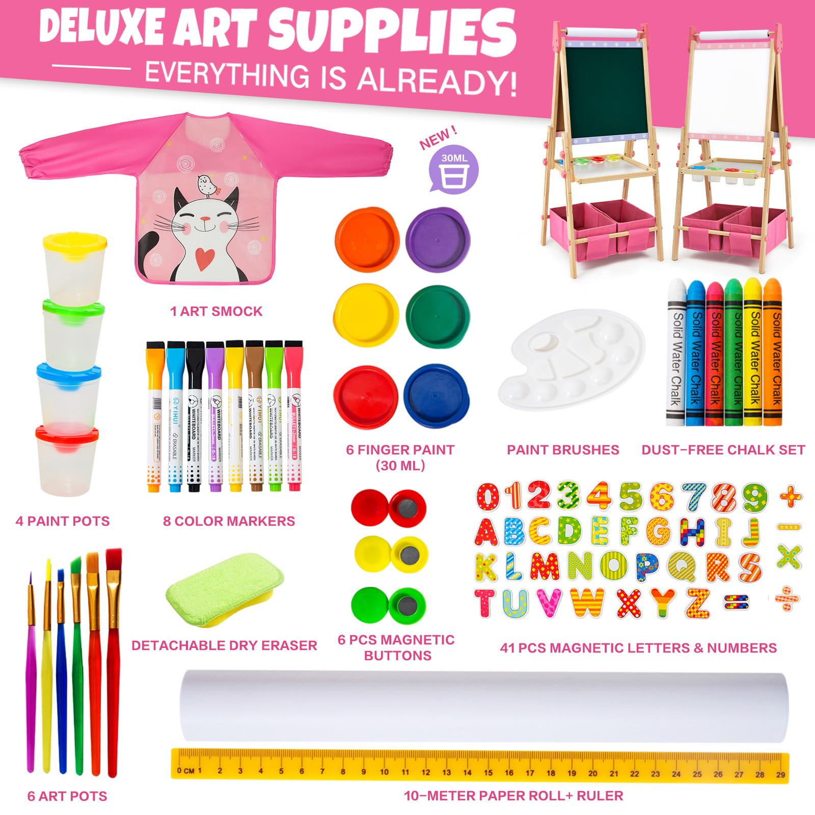 Dual-Sided Kids Art Easel with Accessories