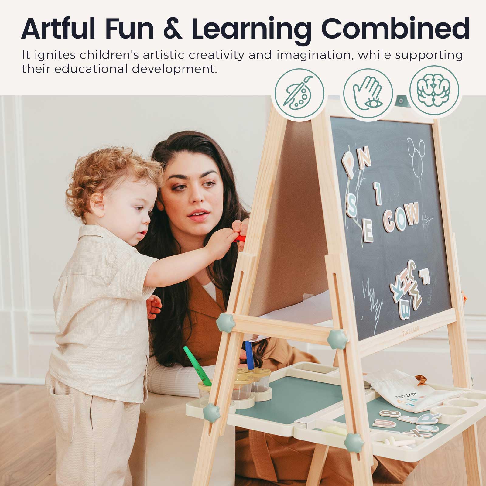 Double-Sided Magnetic Kids Art Easel with Paper Roll