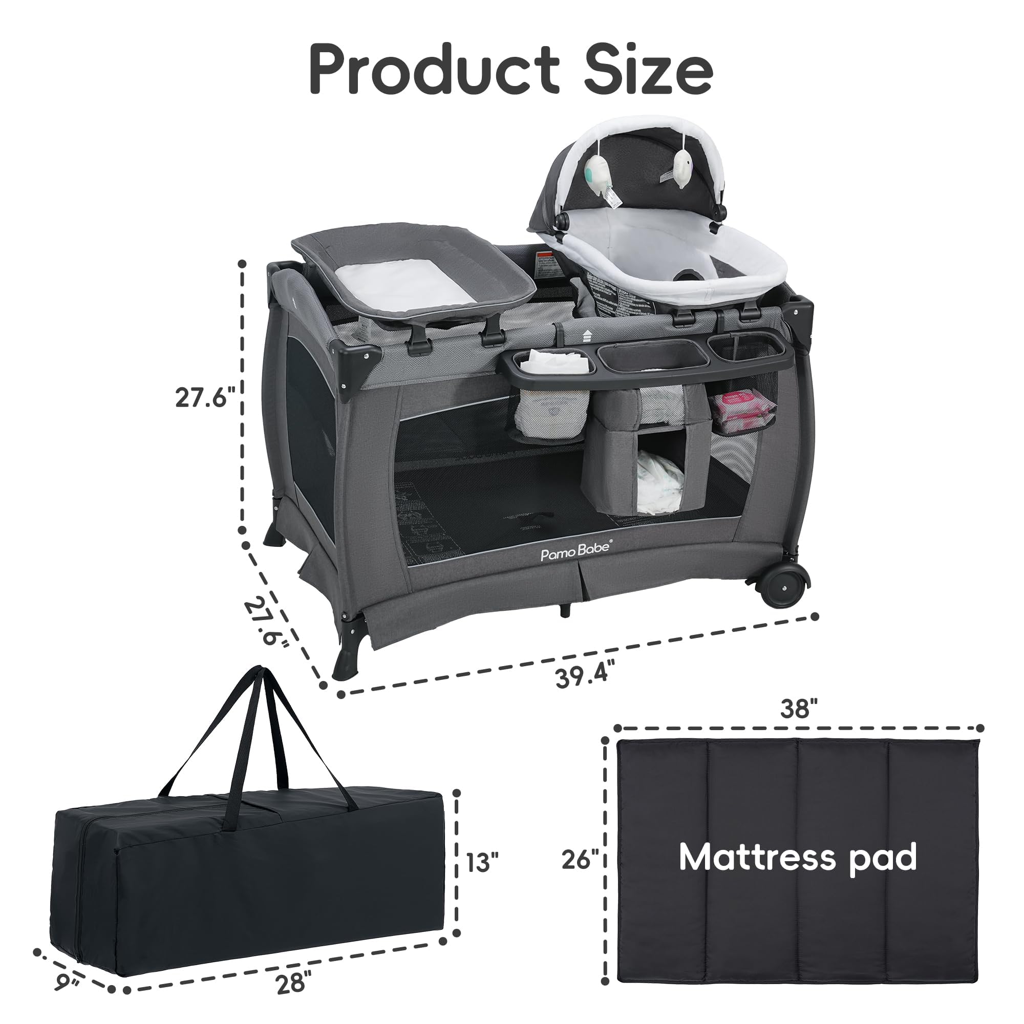 4-in-1 Portable Baby Playard with Bassinet and Changing Table