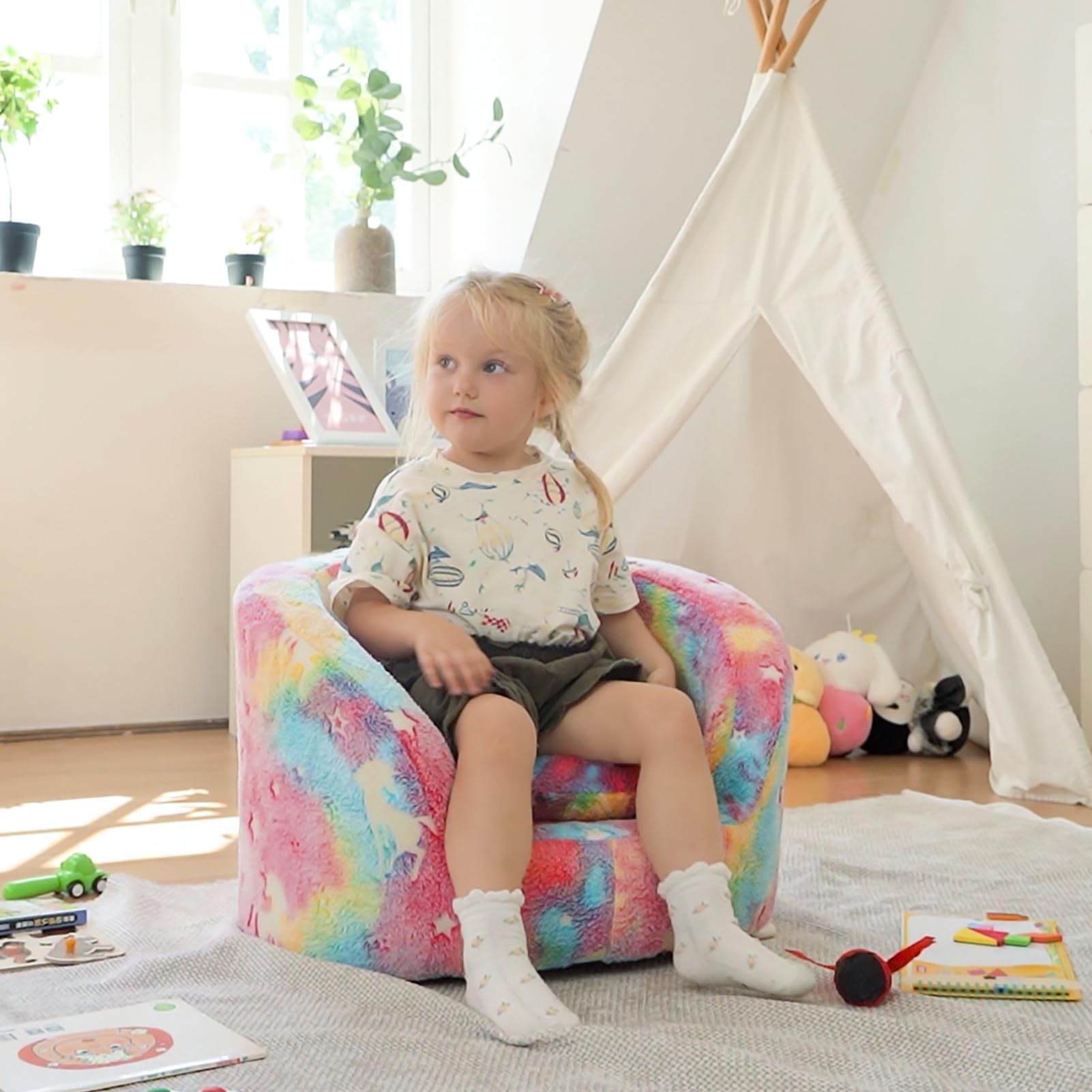 Snug-Arch Toddler Couch, Comfy Foam Baby Chair