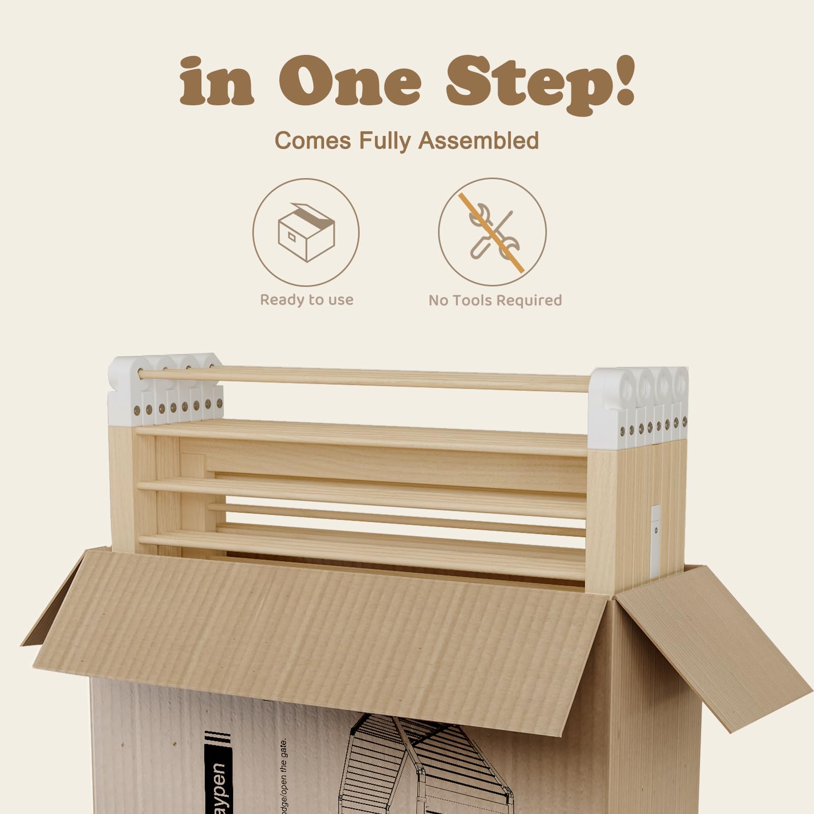 Foldable Wooden Baby Playpen 8 Panel Safety Gate