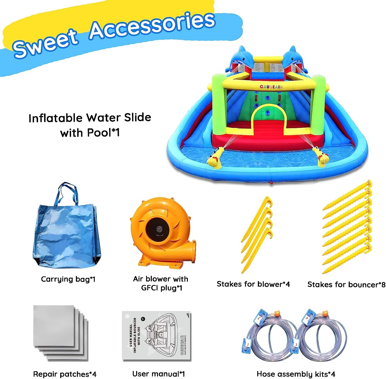 Inflatable Water Slide Bounce House with Double Slides