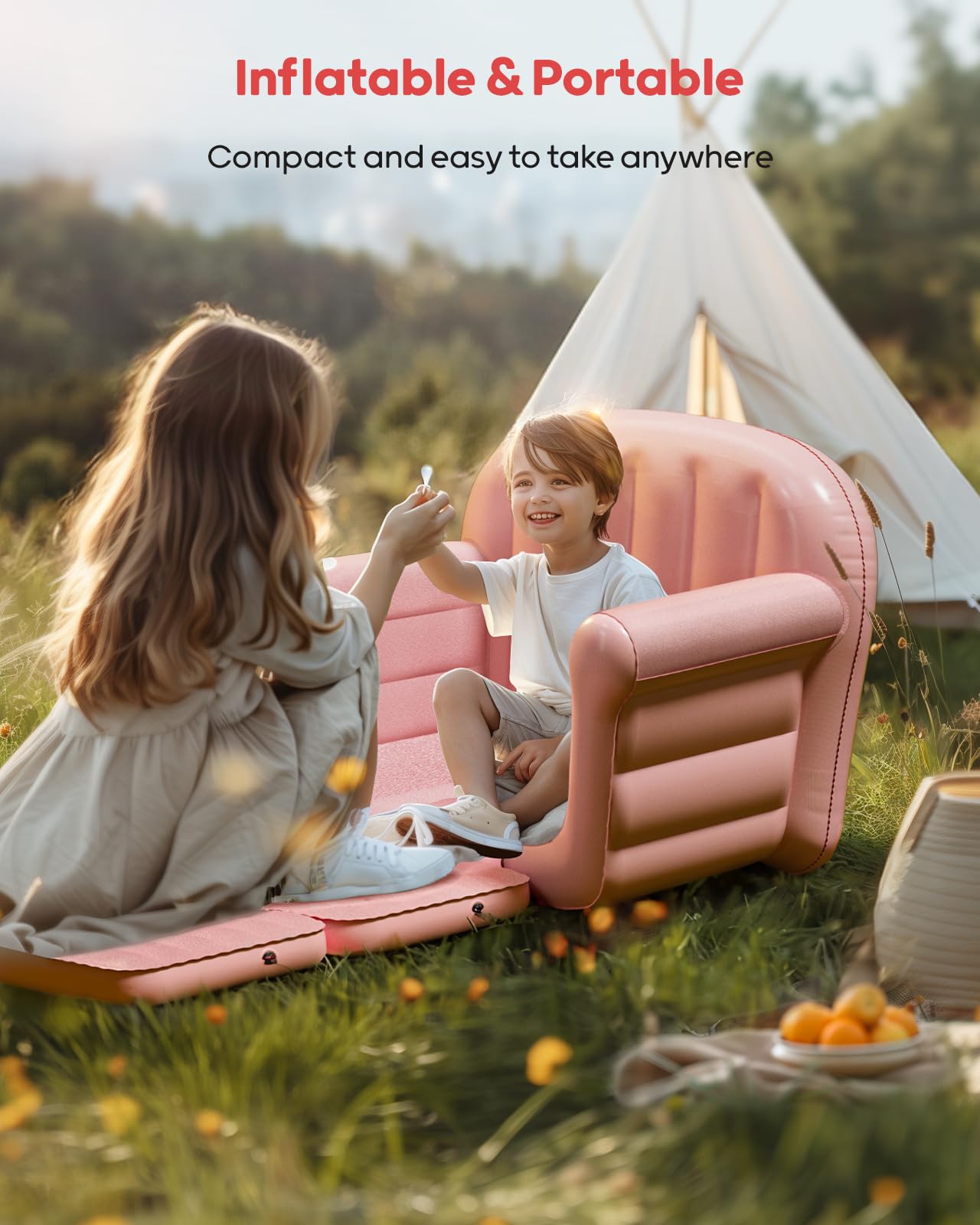 Inflatable Toddler Couch 2-in-1 Convertible Sleeper Sofa