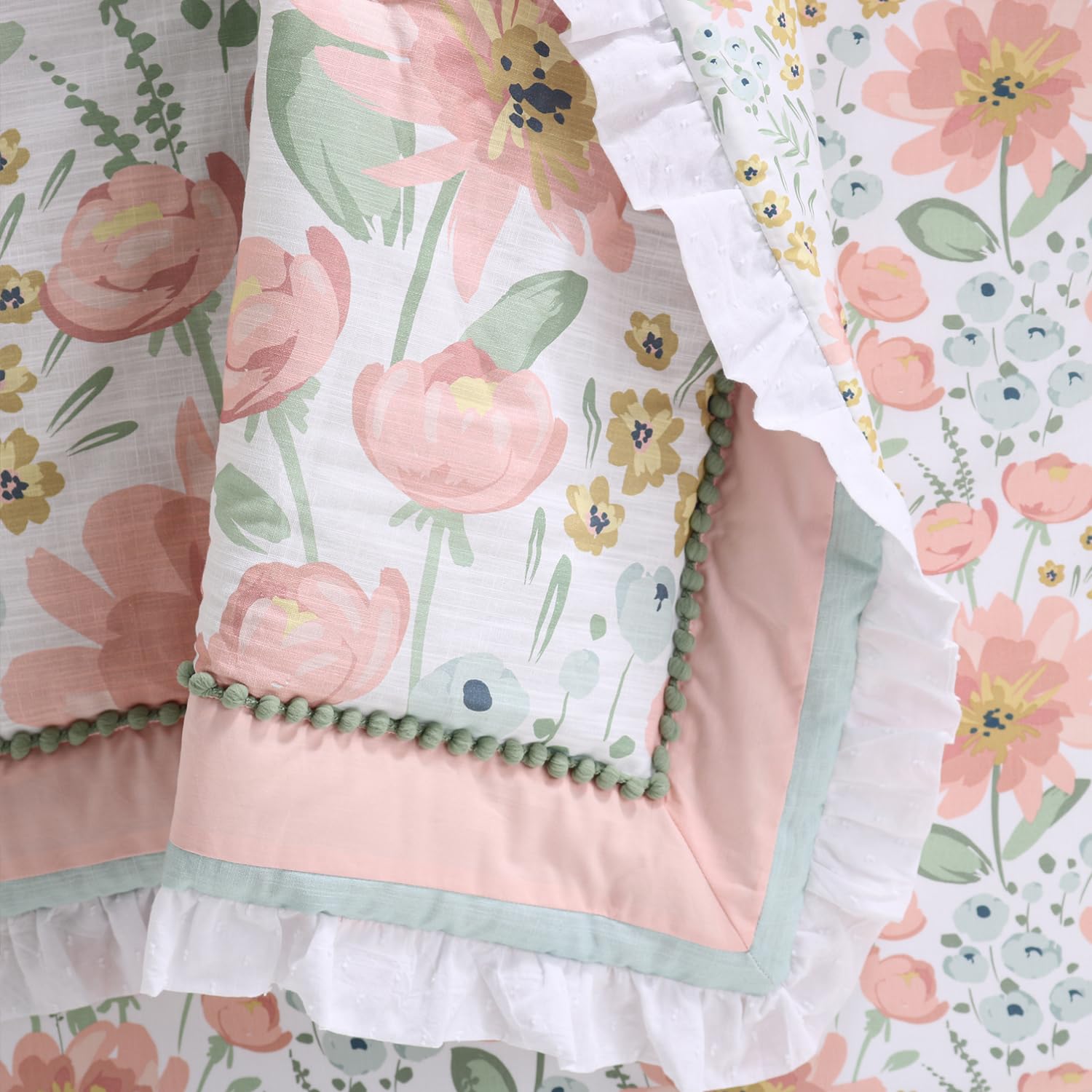 Organic Cotton Baby Crib Bedding Set 4-Piece with Sheets, Quilt & Dust Ruffle