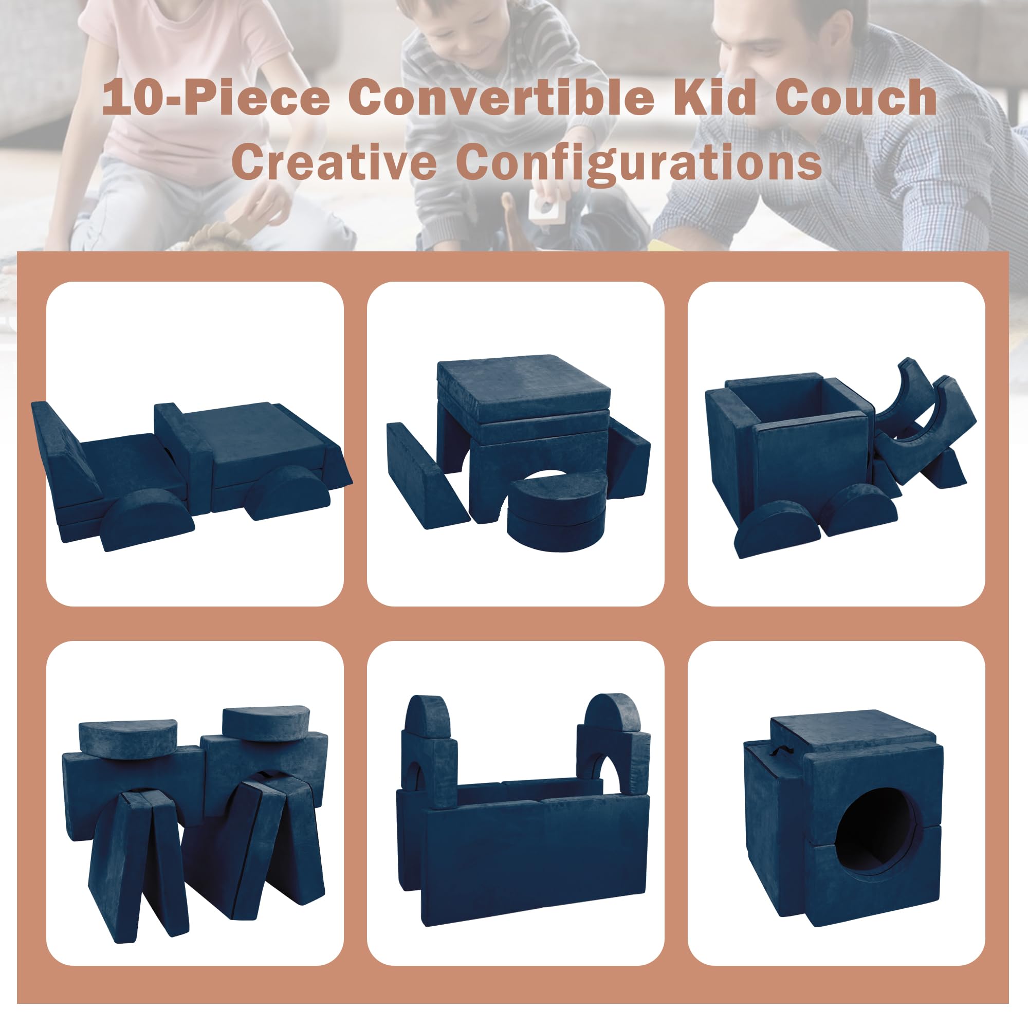 Modular Kids Play Couch 10-Piece Sectional Sofa Set