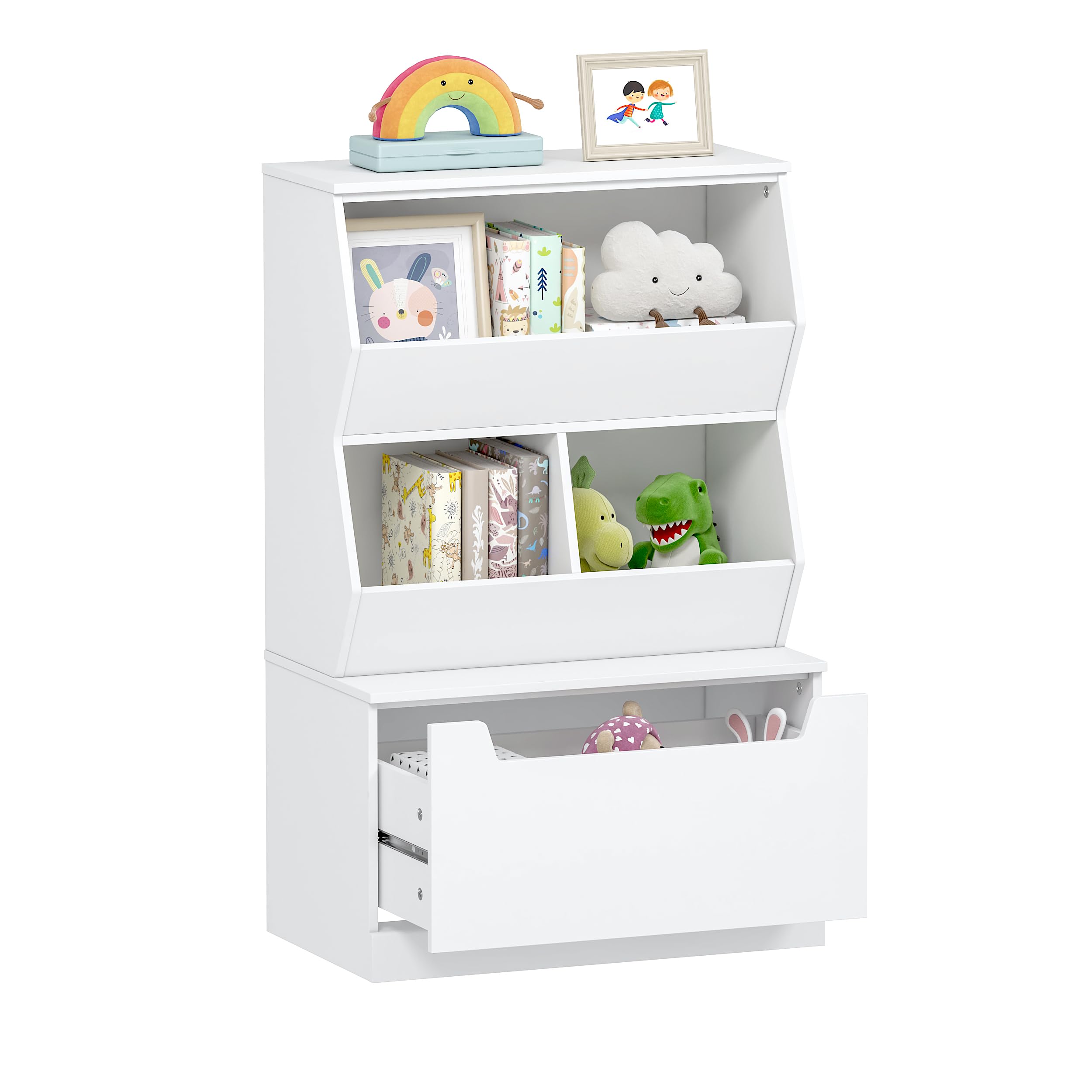 Kids Storage Cabinet with Drawer and Cubbies