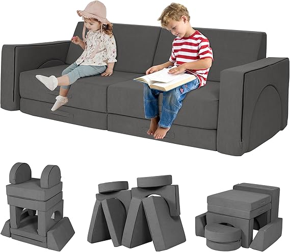 Modular Kids Play Couch 10PCS for Playroom Bedroom