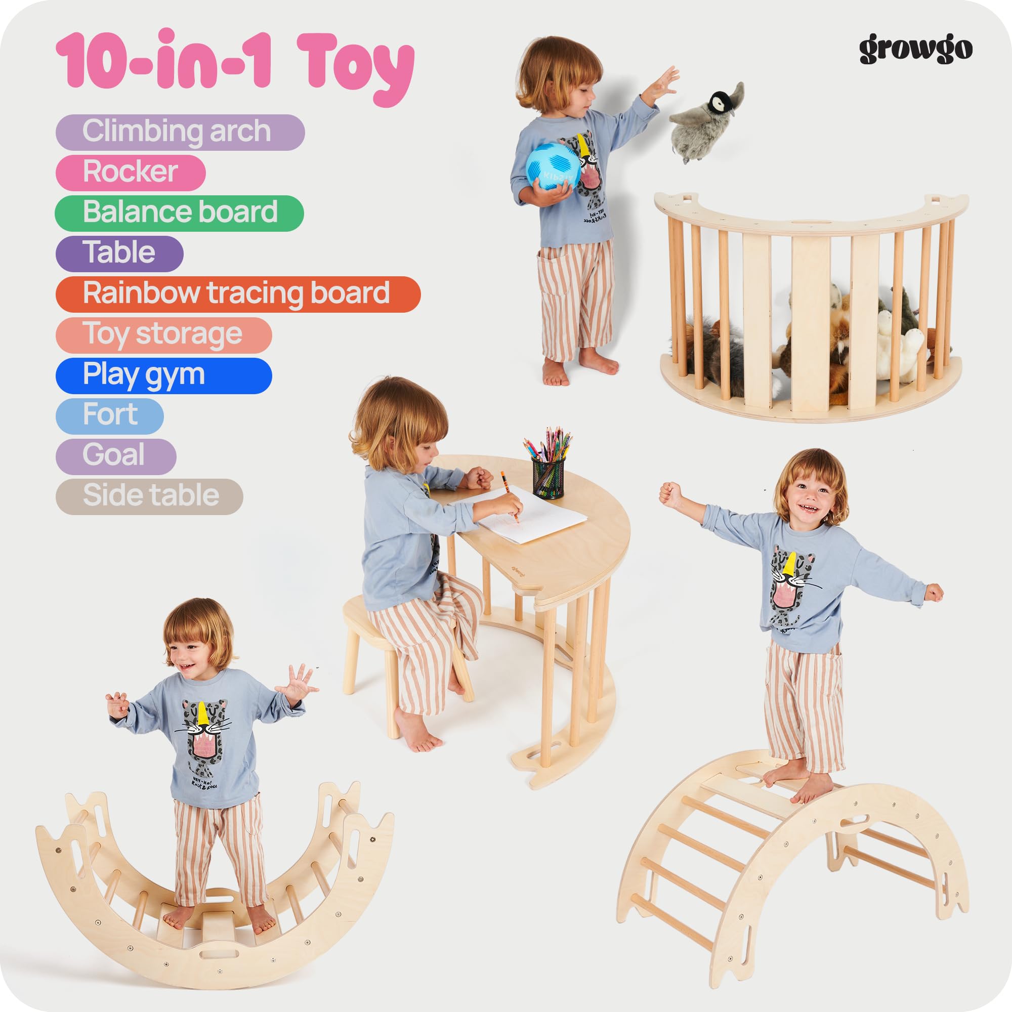 Climbing Arch for Toddlers - Montessori Rocker and Balance Board
