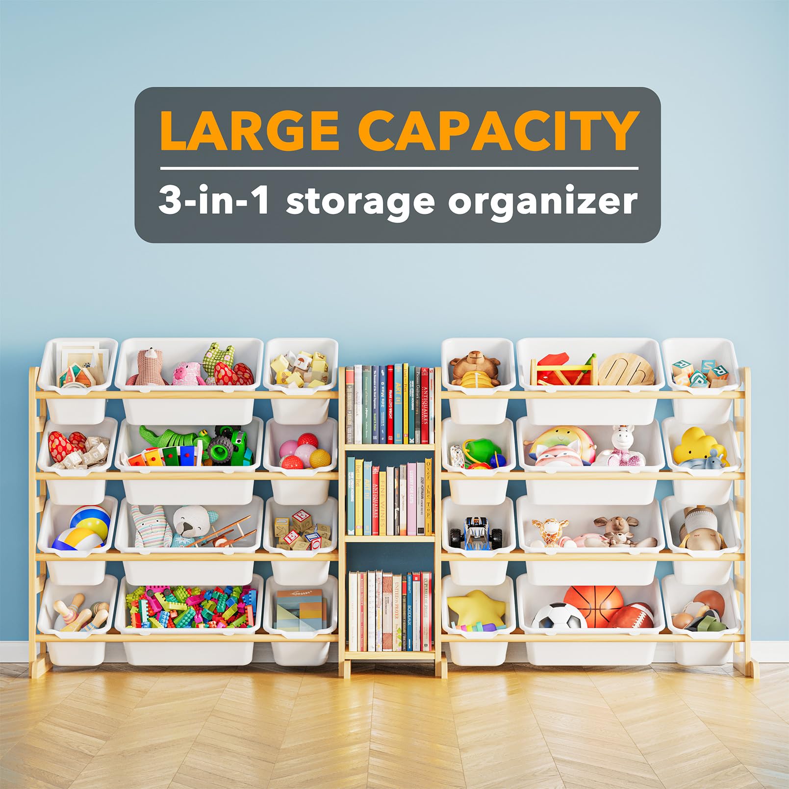 Large Toy Storage Organizer with 24 Bins and 3 Shelves