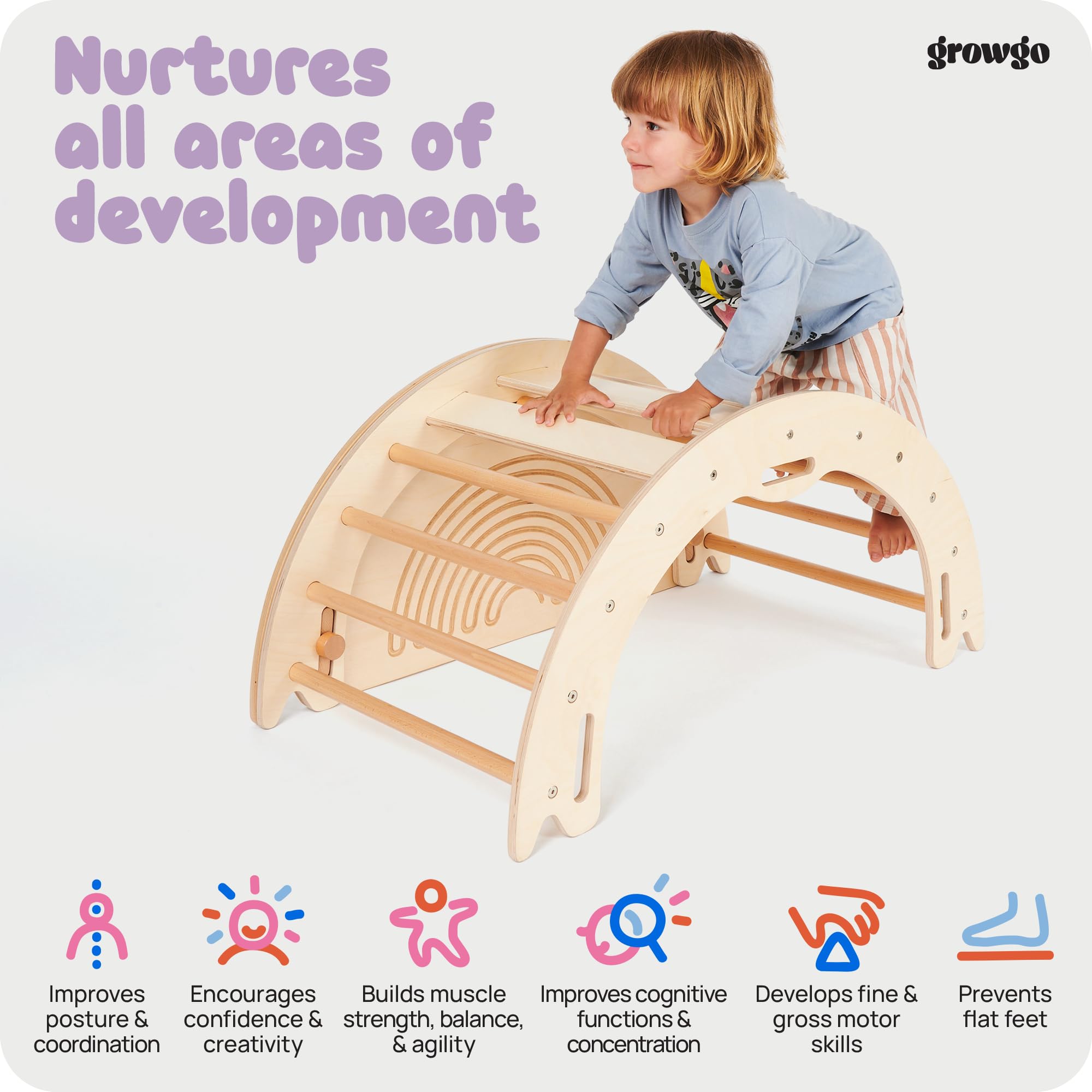 Climbing Arch for Toddlers - Montessori Rocker and Balance Board