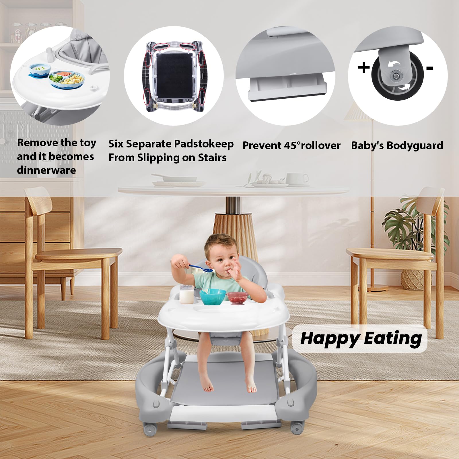 5-in-1 Baby Walker with Bouncer and Activity Center