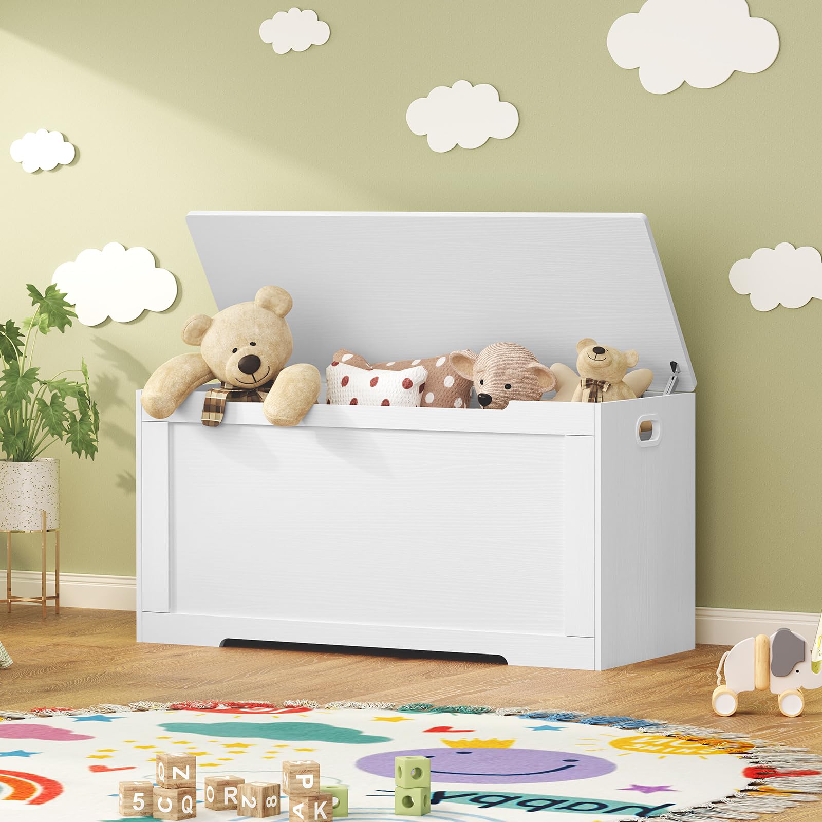 39.4” Toy Chest, Toy Box for Living Room, Storage Chest with 2 Safety Hinges