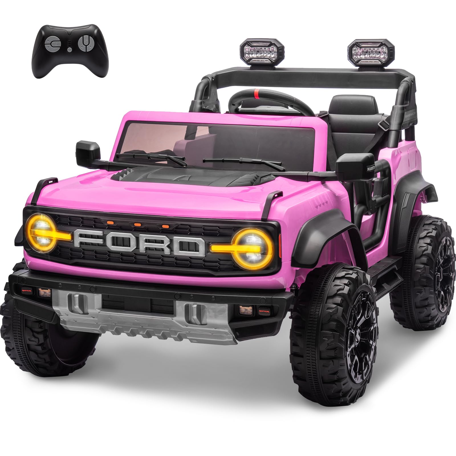 24V Ride On Toys for Big Kids, Licensed Ford Bronco Raptor 2 Seater Kids Electric Vehicle