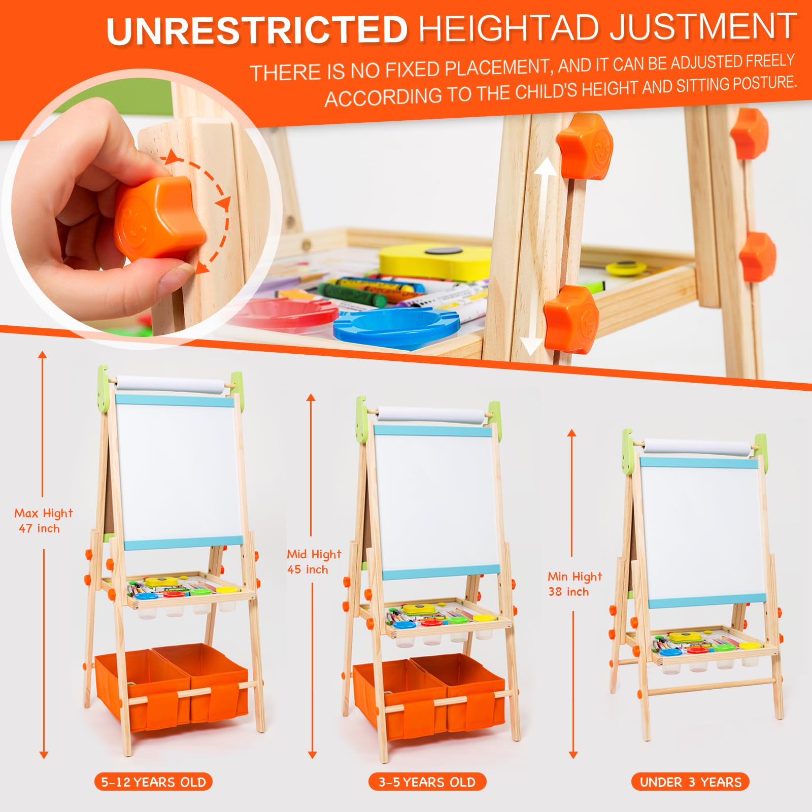 Double Sided Wooden Art Easel for Kids