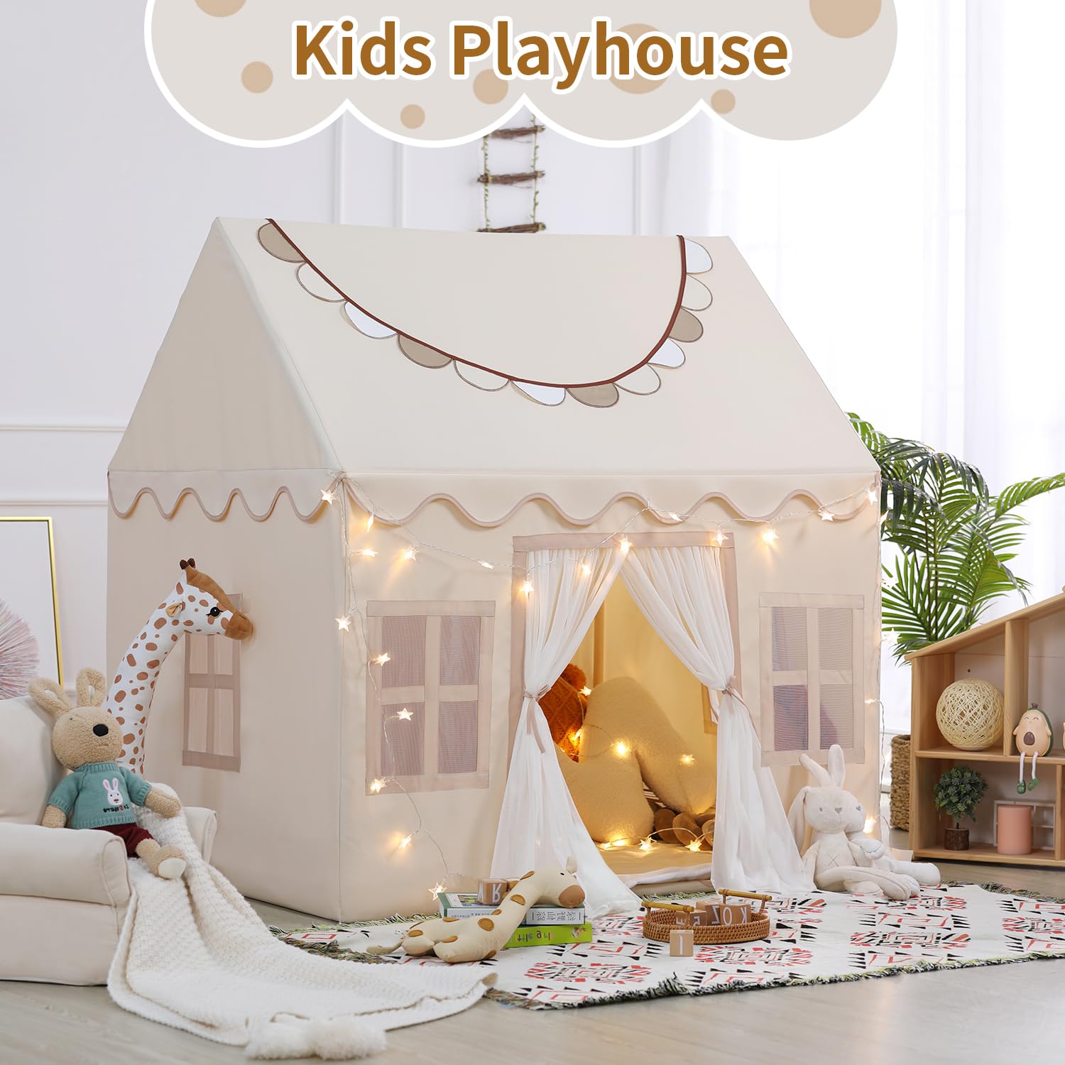Play Tent for Kids with Star Lights & Banners, Kids Tent Indoor