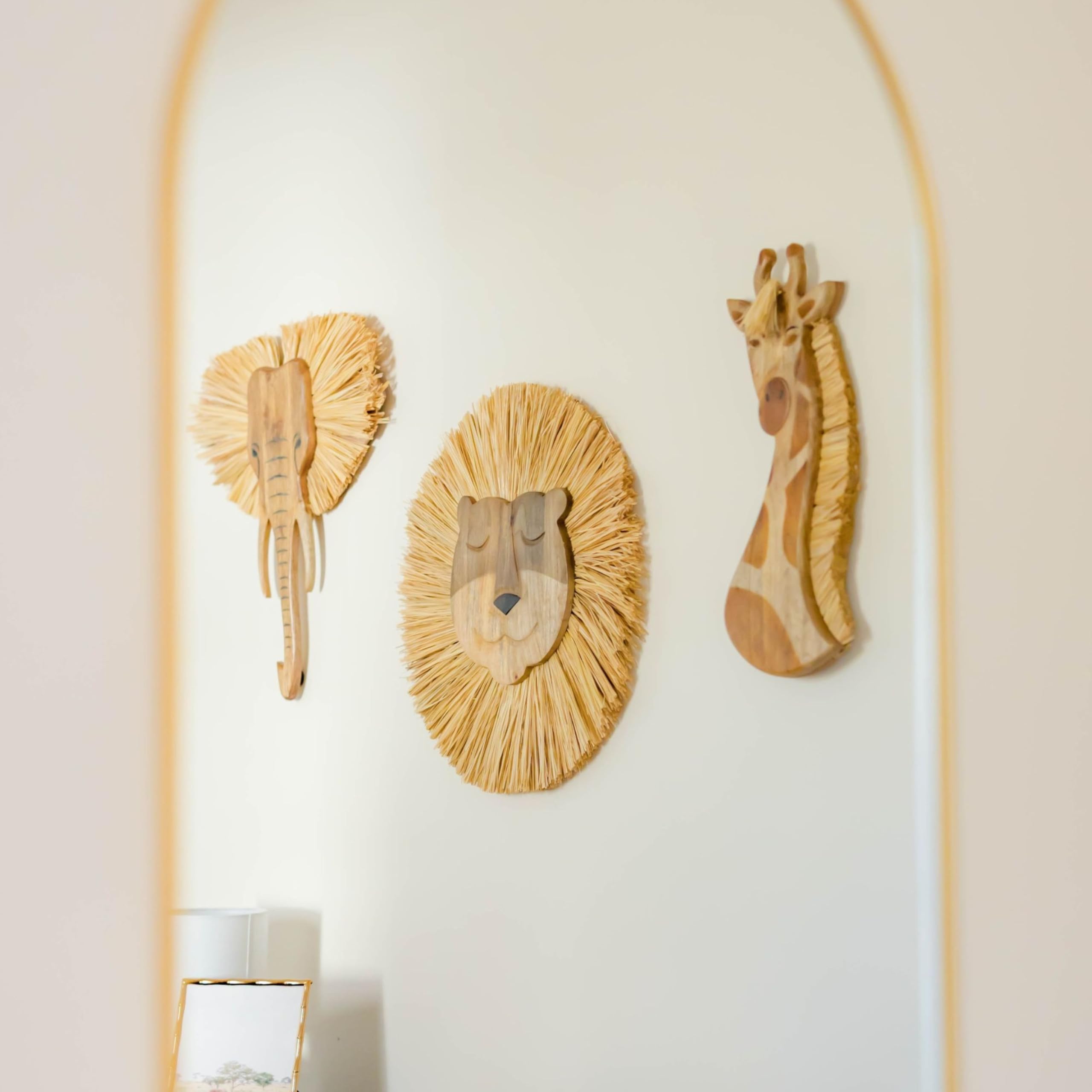 Wooden Safari Wall Decor, Wood Animal Nursery Wall Art, Boho Gender