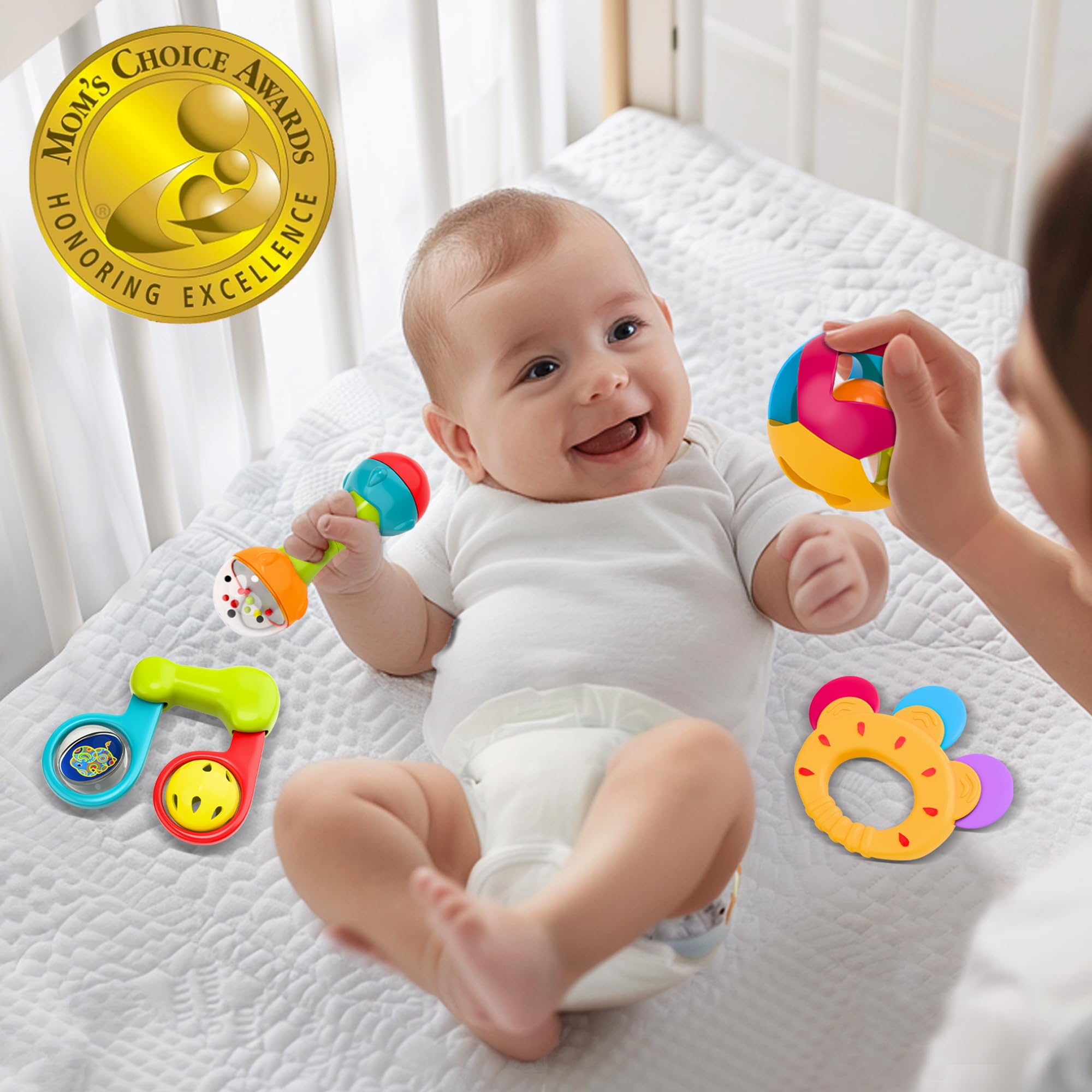 iLearn 10pcs Baby Rattles Toys Set, Infant Grab Shake Rattle, Easy Hold Sensory Teether