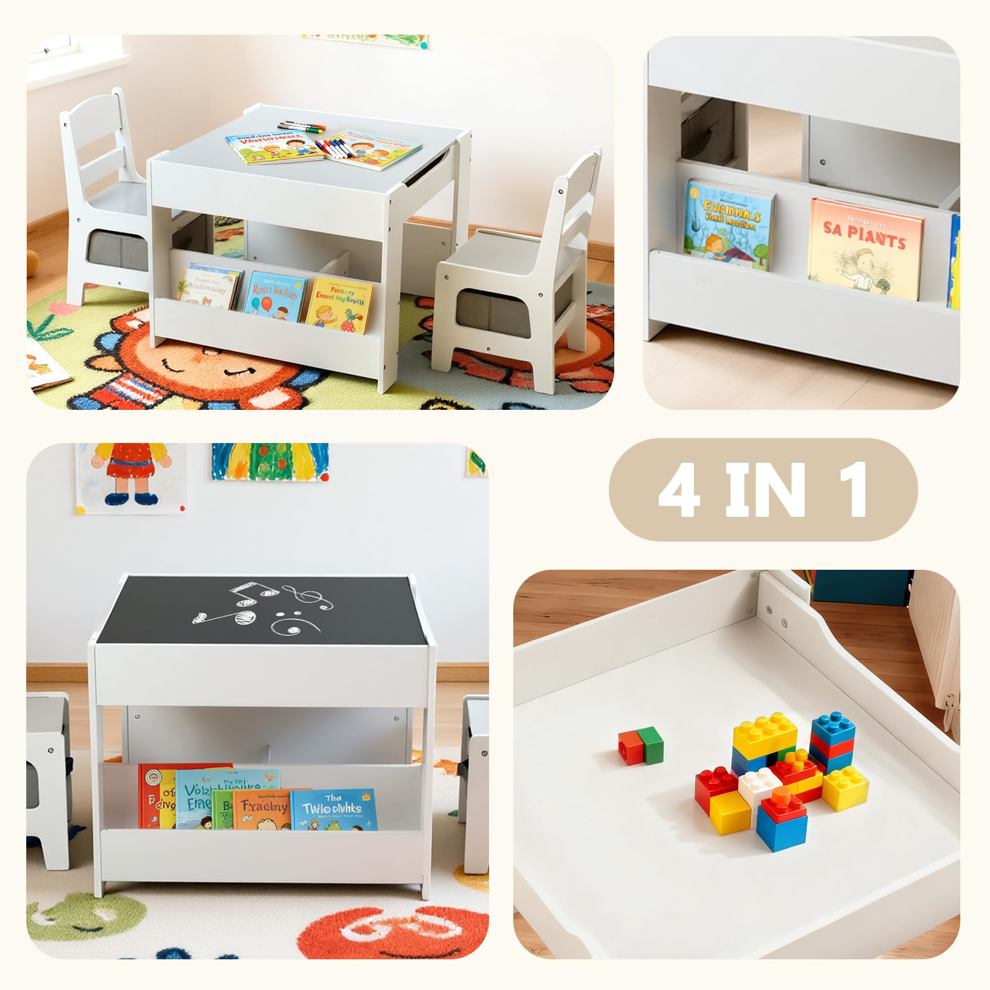 4-in-1 Kids Activity Table and Chairs Set