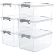 6 Packs 17 QT Plastic Storage Bins with Lids Large Stackable Storage Containers