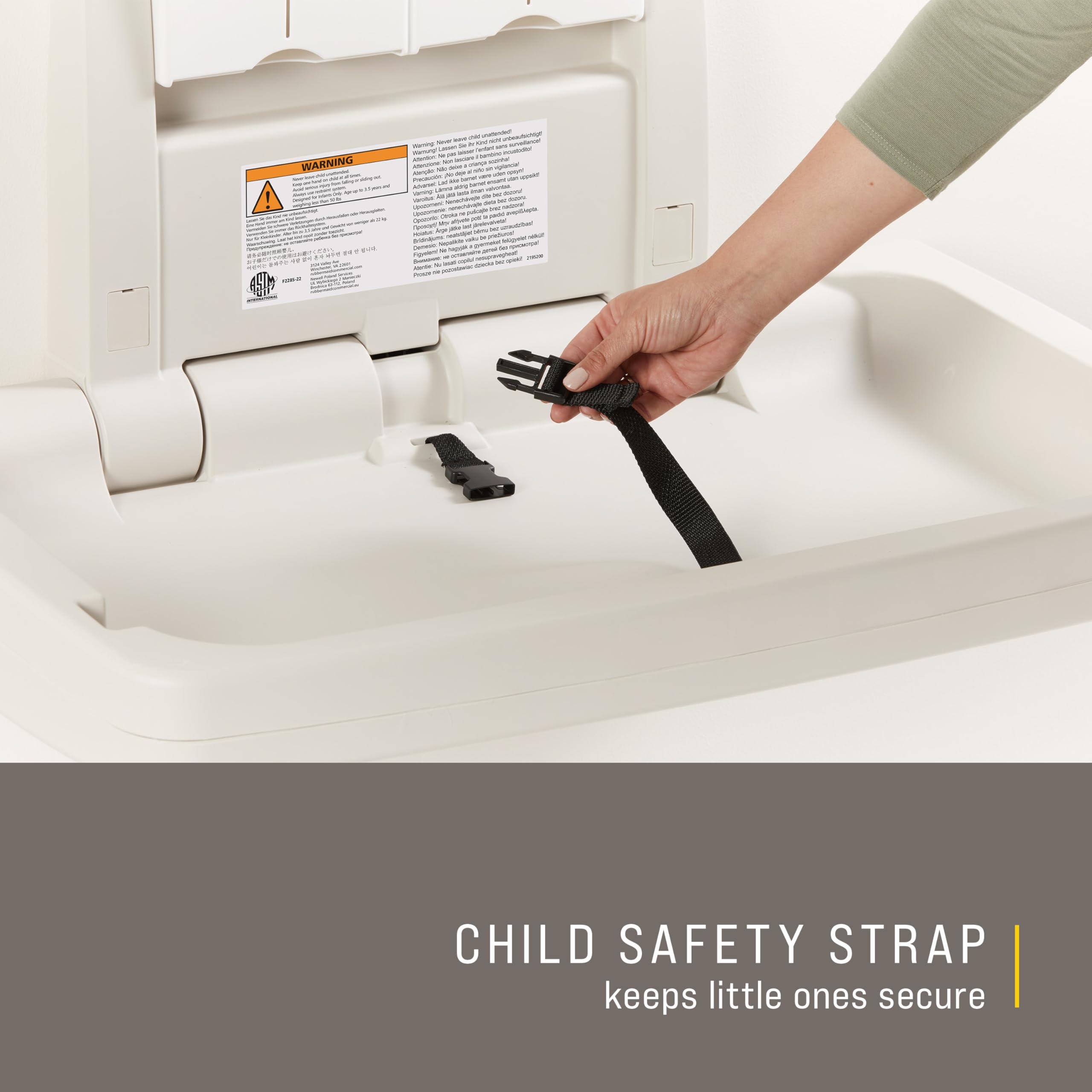 Wall-Mounted Horizontal Baby Changing Station with Safety Straps