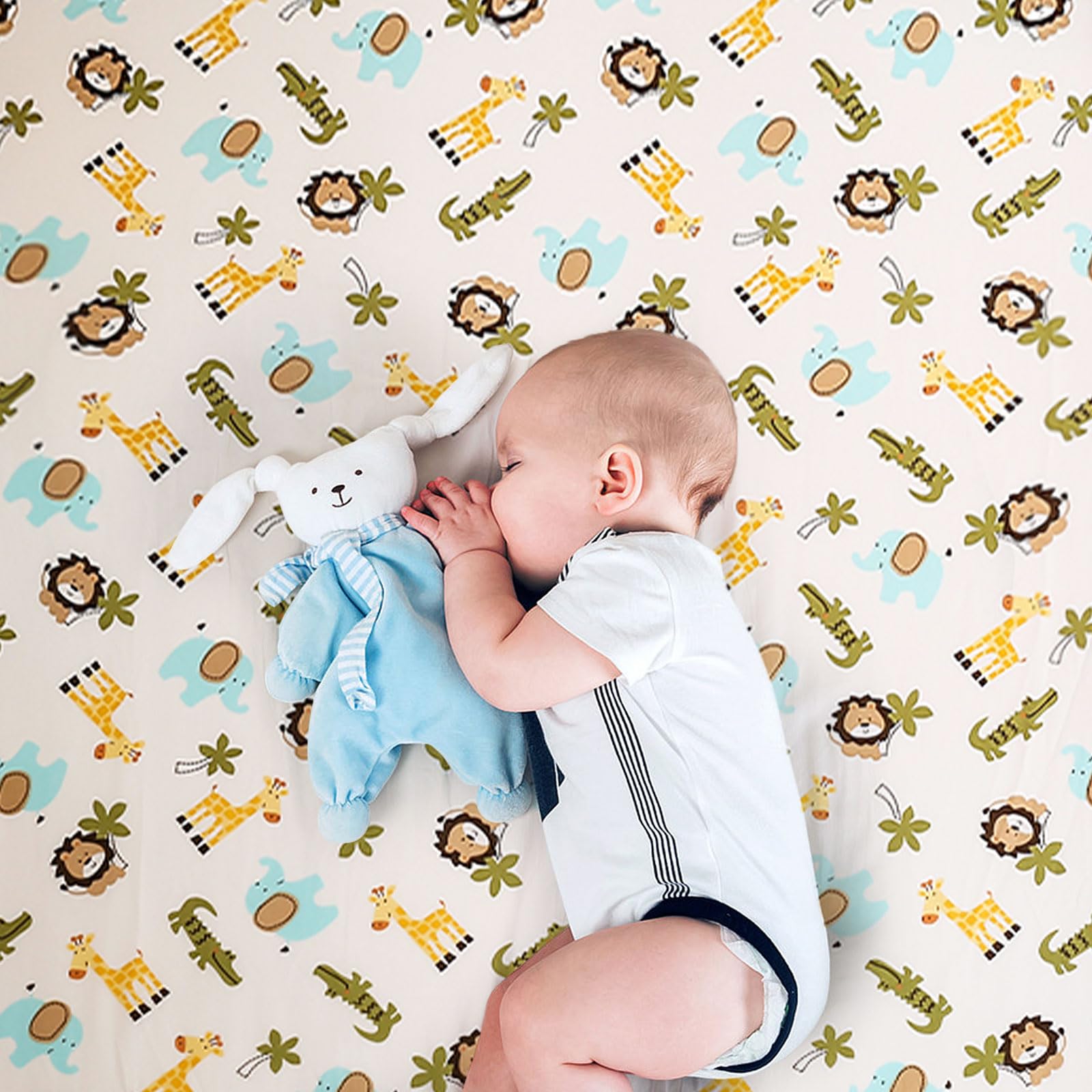 Safari Crib Bedding Set, Mini Crib Bedding Set Boy. 3-Piece Mini Crib Comforter Set