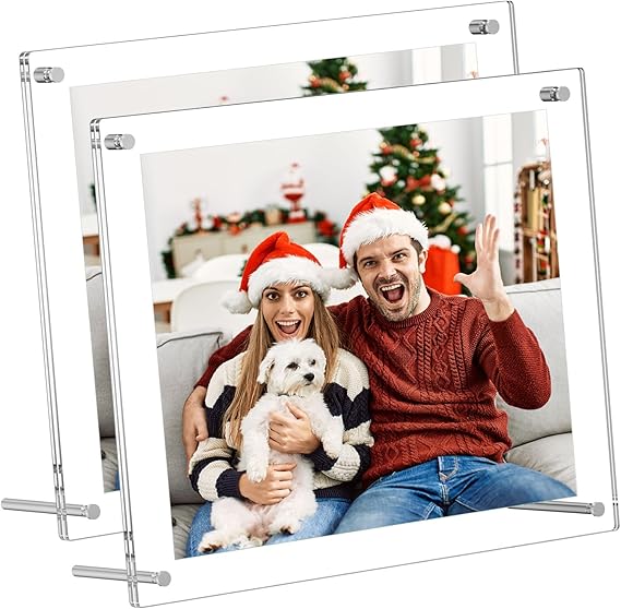 8x10 Acrylic Picture Frames 2 Pack, Clear Desk Picture Frames with Stand