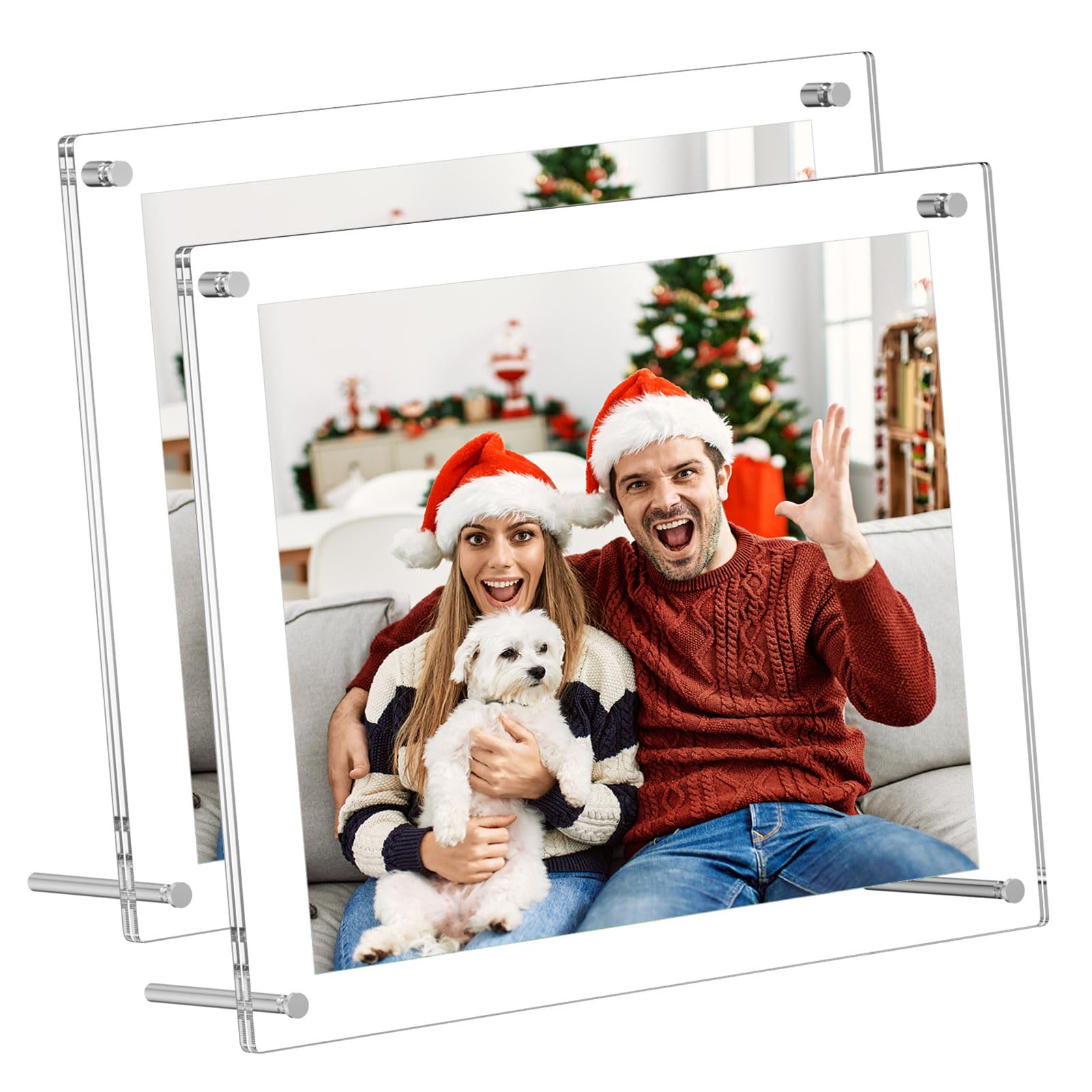 8x10 Acrylic Picture Frames 2 Pack, Clear Desk Picture Frames with Stand