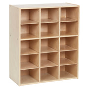 Streamline 15 Cubby Tray Storage Cabinet, 5x3, Classroom Furniture, Natural