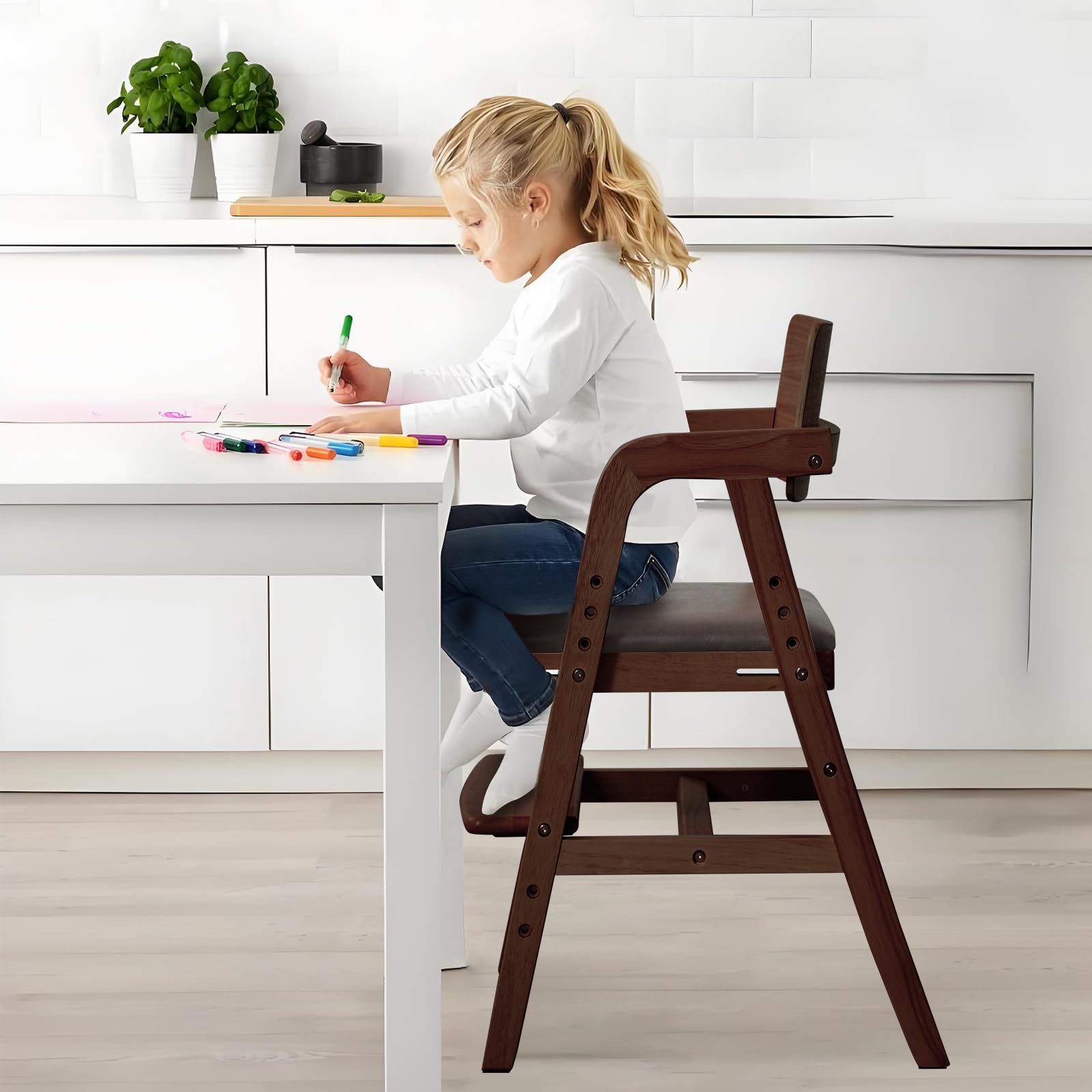 Wooden High Chair for Toddlers and Babies