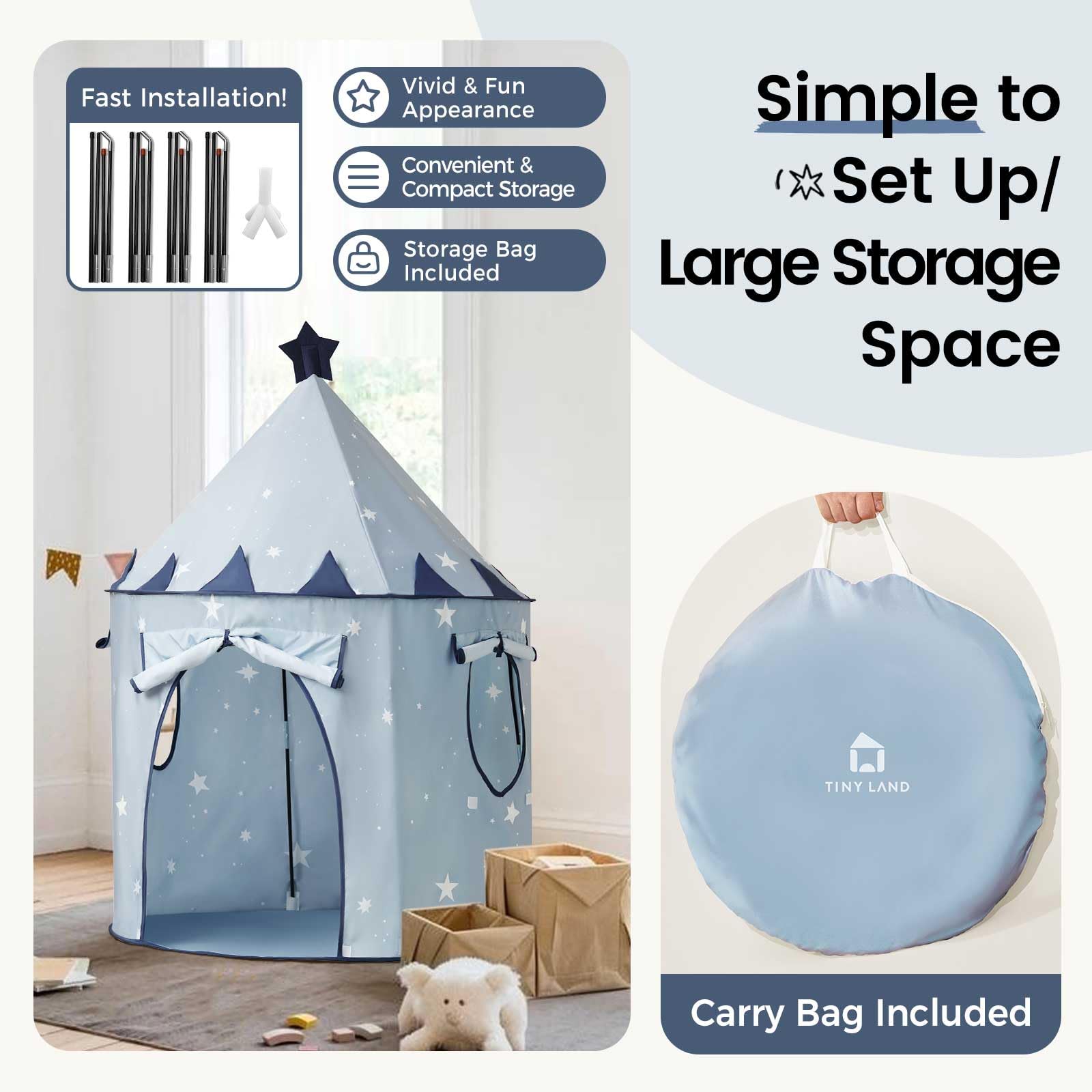 Pop-Up Kids Play Tent with Starry Sky Design