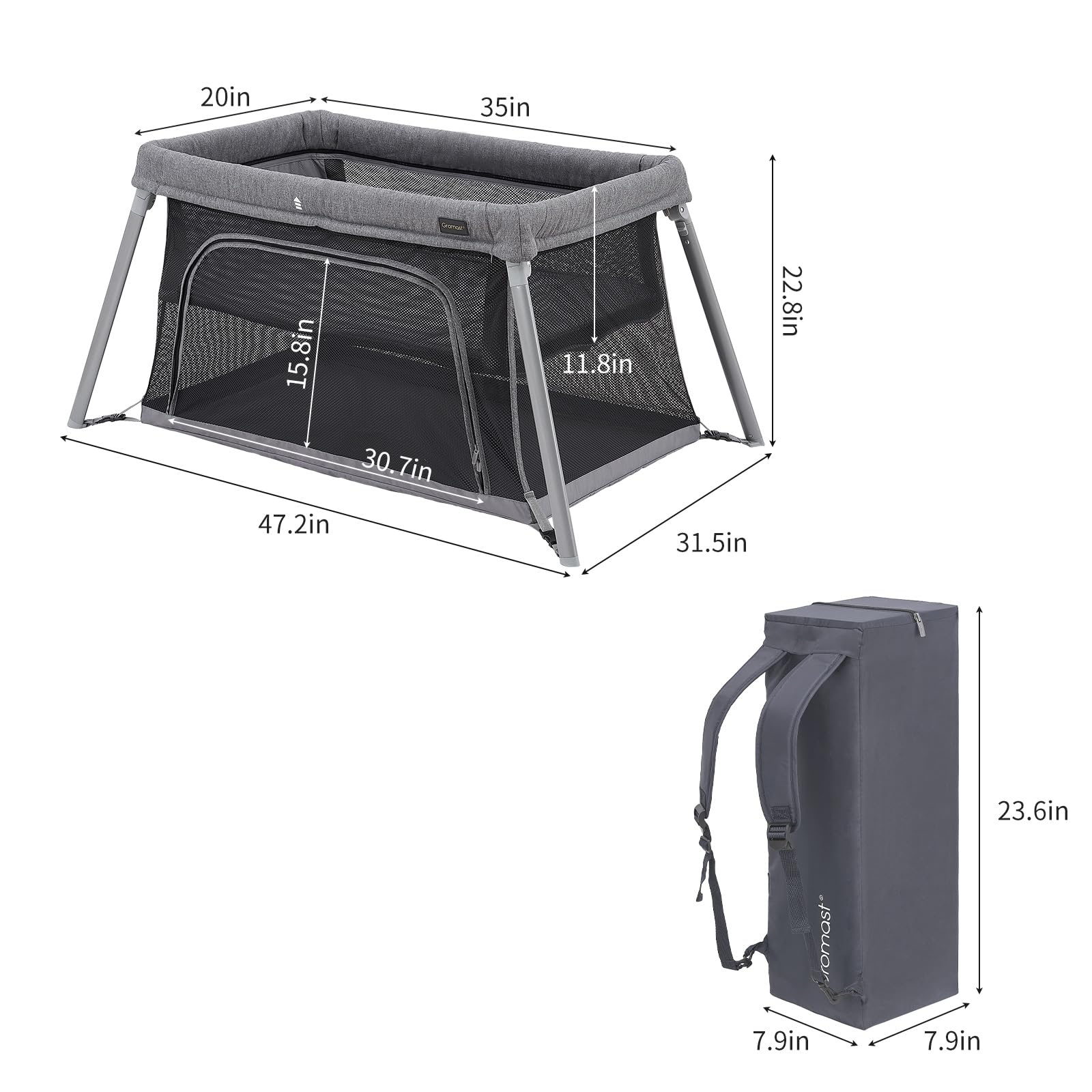 Portable Travel Crib with Bassinet and Playpen