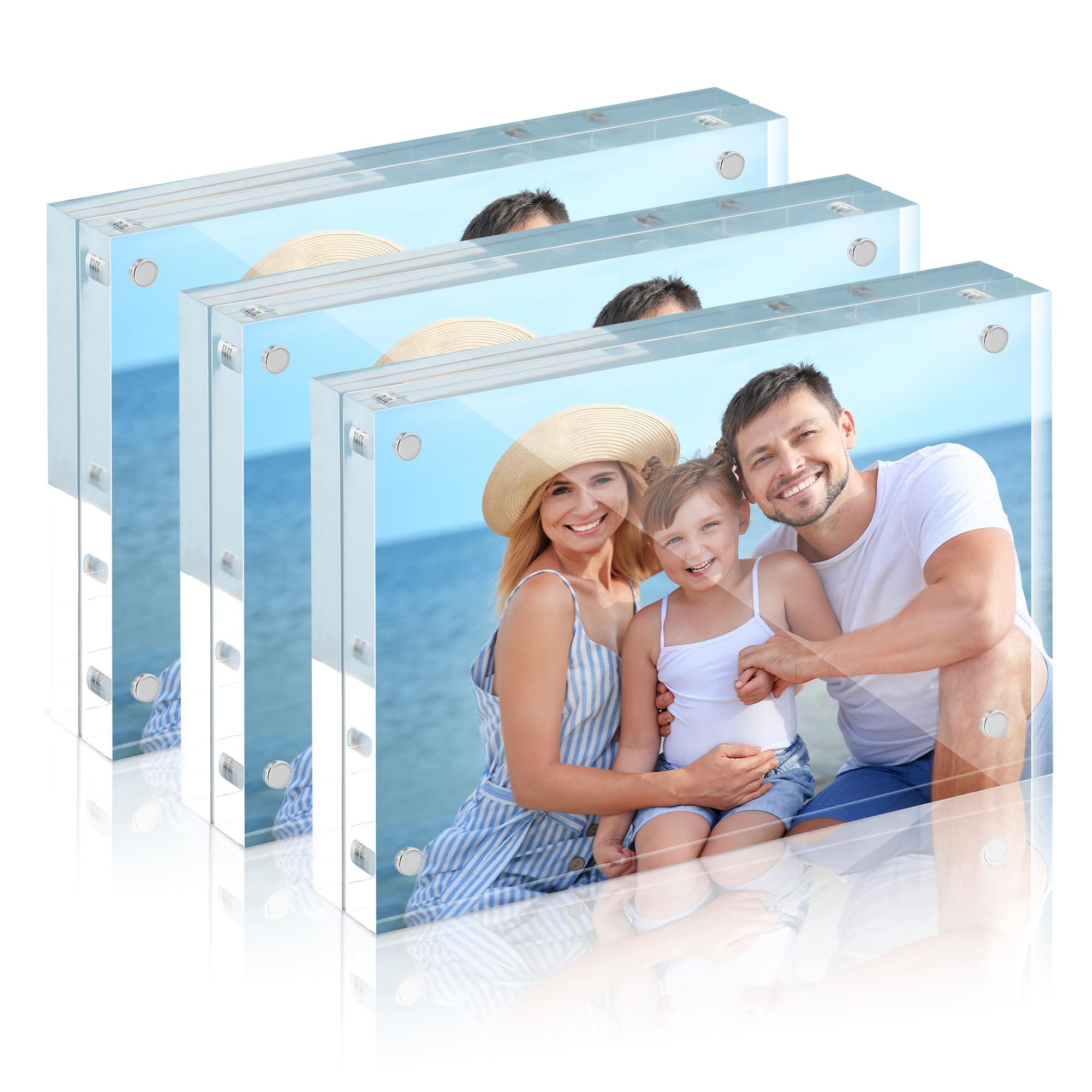 Acrylic Picture Frames 4x6, 3 Pack Magnetic 4 x 6 Picture Frame