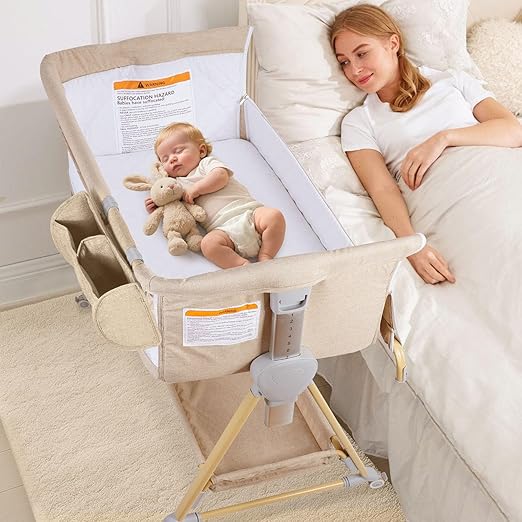 Baby Bassinet, Bedside Sleeper for Baby, 7 Height Adjustable