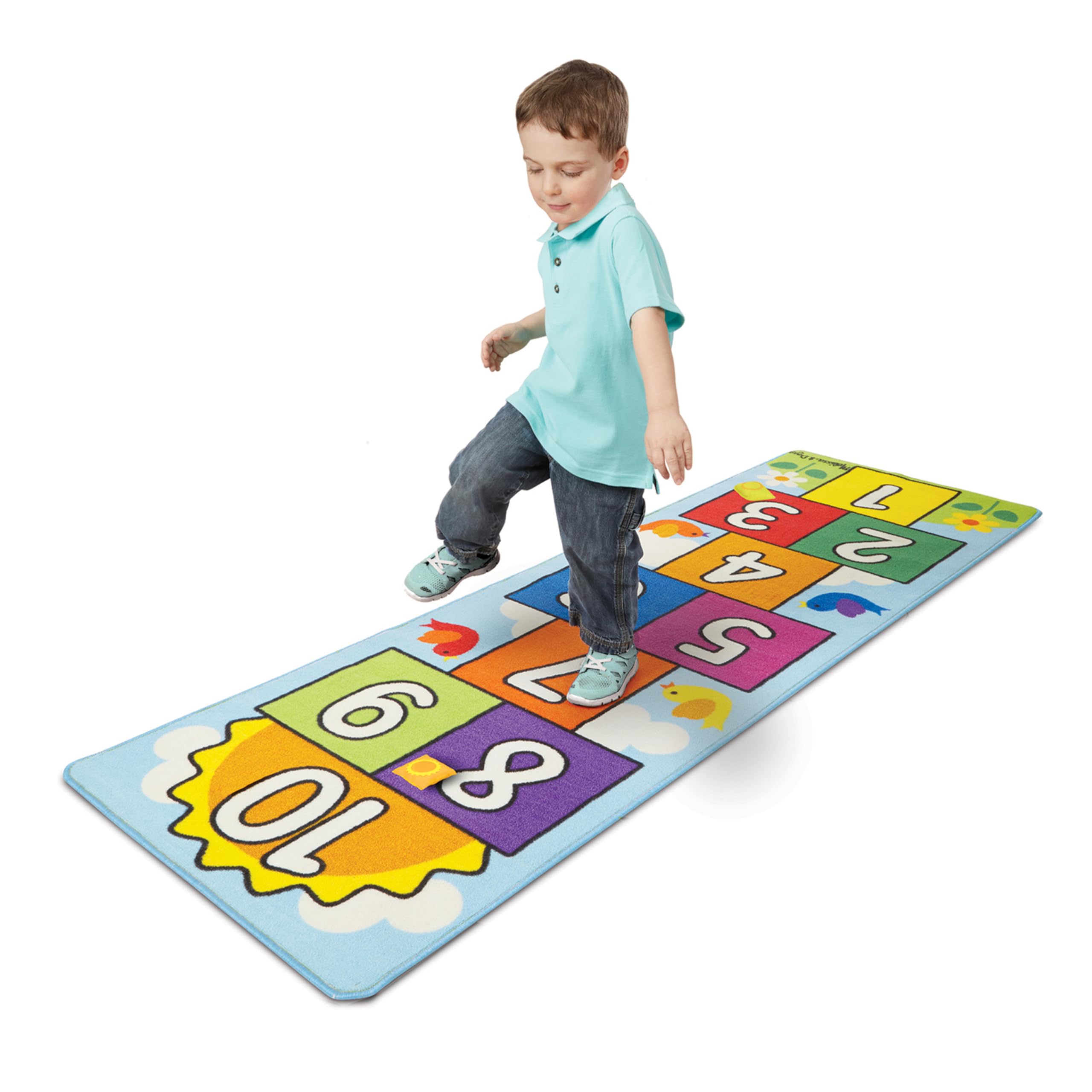 Hop and Count Hopscotch Game Rug (3 pcs, 78.5 x 26.5 inches) Classic Hopscotch Rug