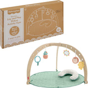 Wood Baby Playmat Lay & Play Deluxe Activity Gym with Wooden Frame & Tummy