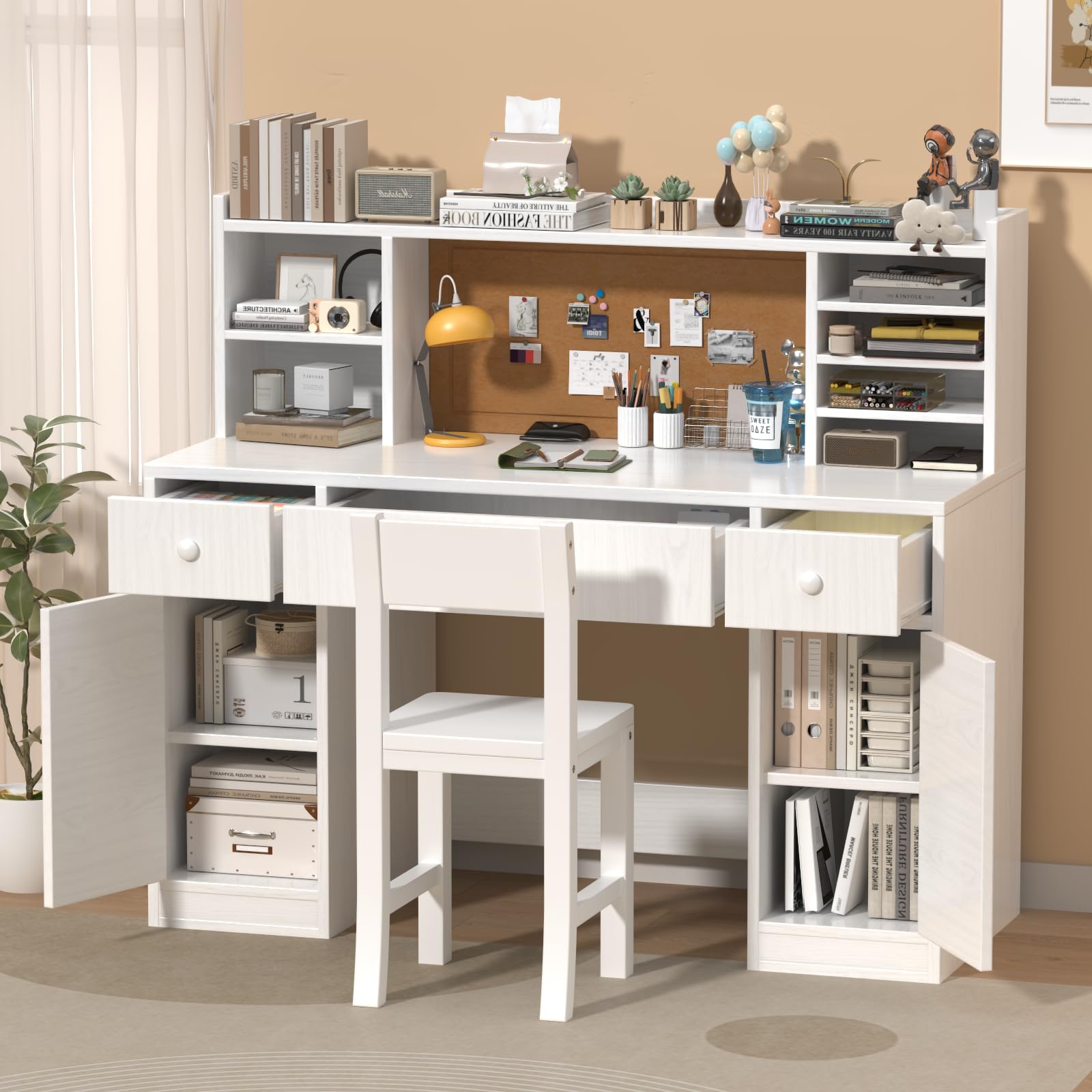 Kids Study Desk and Chair Set with Storage