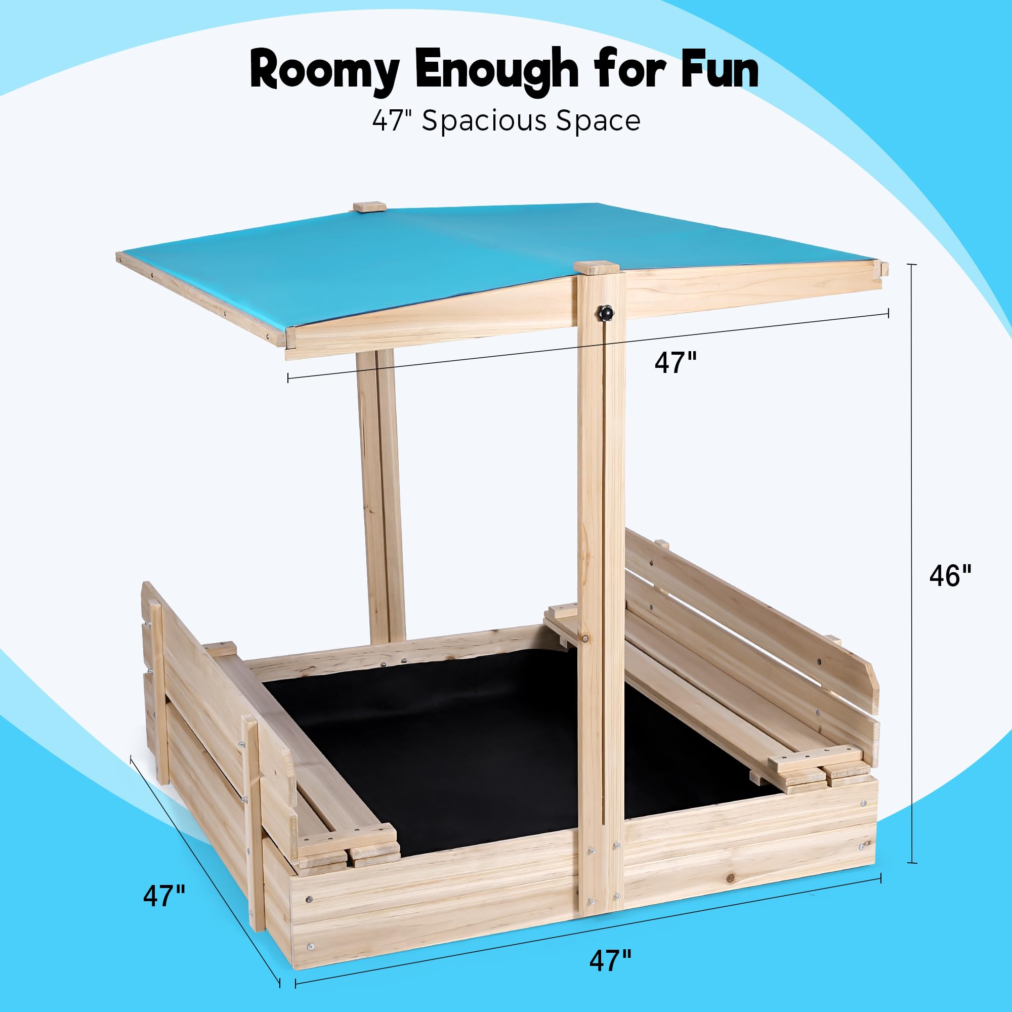 Wooden Sandbox with Retractable Canopy