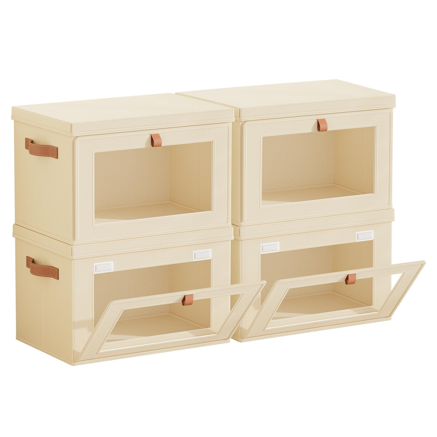 Foldable Storage Bins with Handles & Window - 4 Pack Collapsible Fabric Organizer