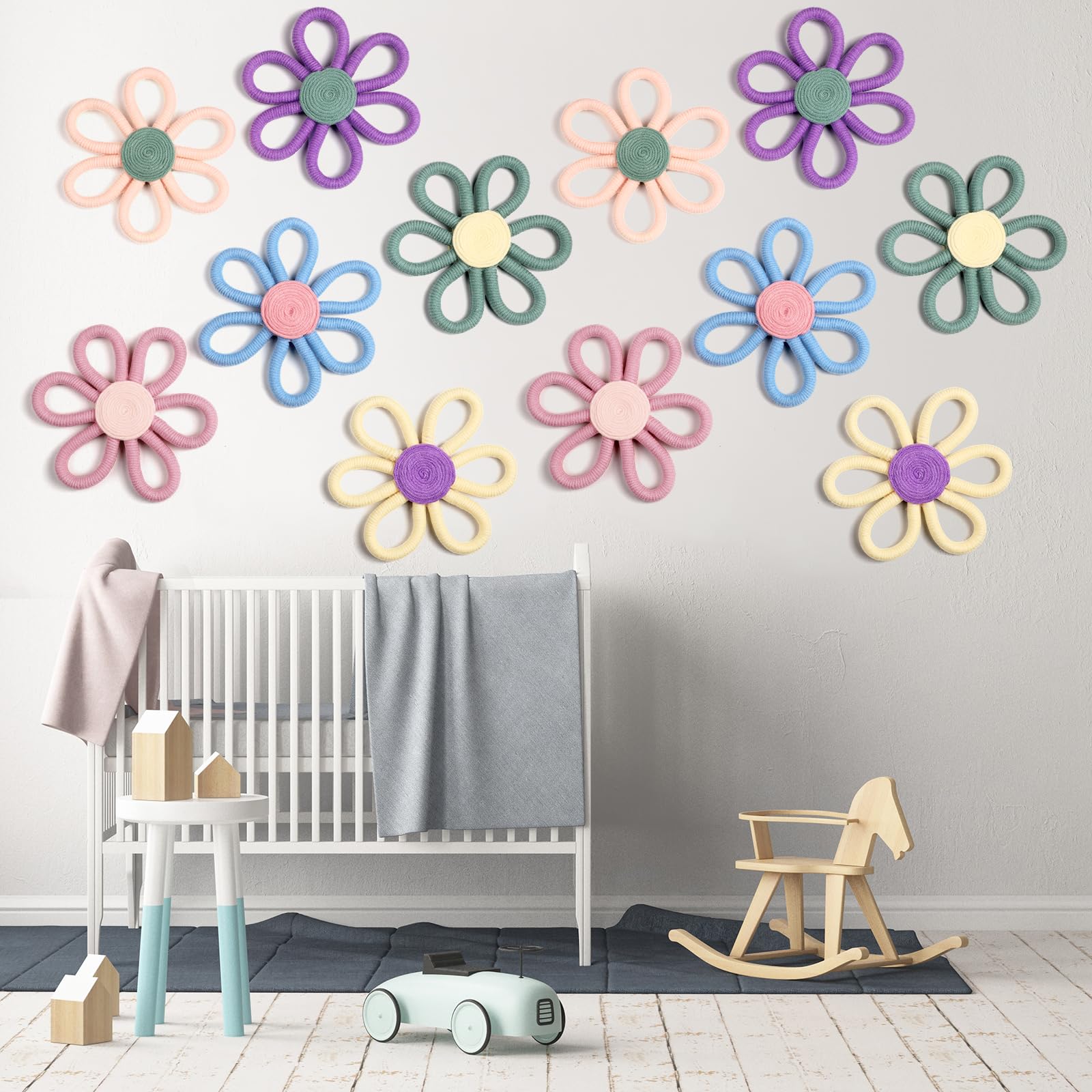 Boho Daisy Wall Decor Set for Nursery