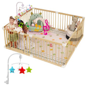 Wooden Baby Playpen for Babies and Toddlers, Large Wooden Baby Playpens