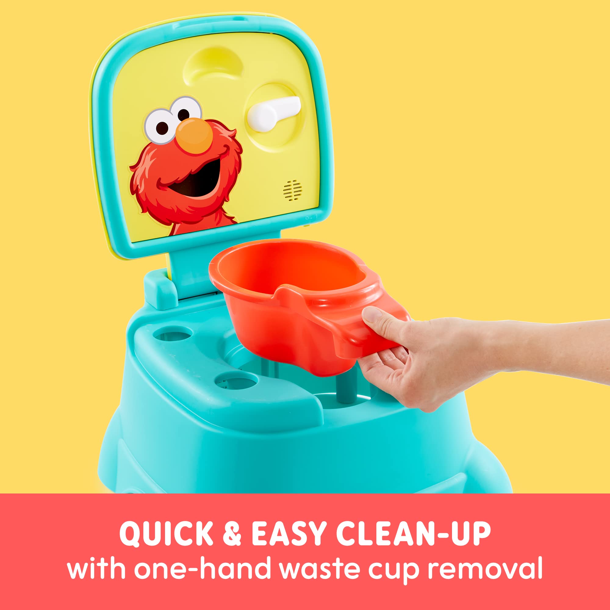 Sesame Street Elmo Hooray 3-in-1 Potty Training Toilet Seat and Step Stool, Easy to Clean Design with Flush Handle and Sounds, Portable and Great for Travel, Perfect for Toddler Boys and Girls 1-3