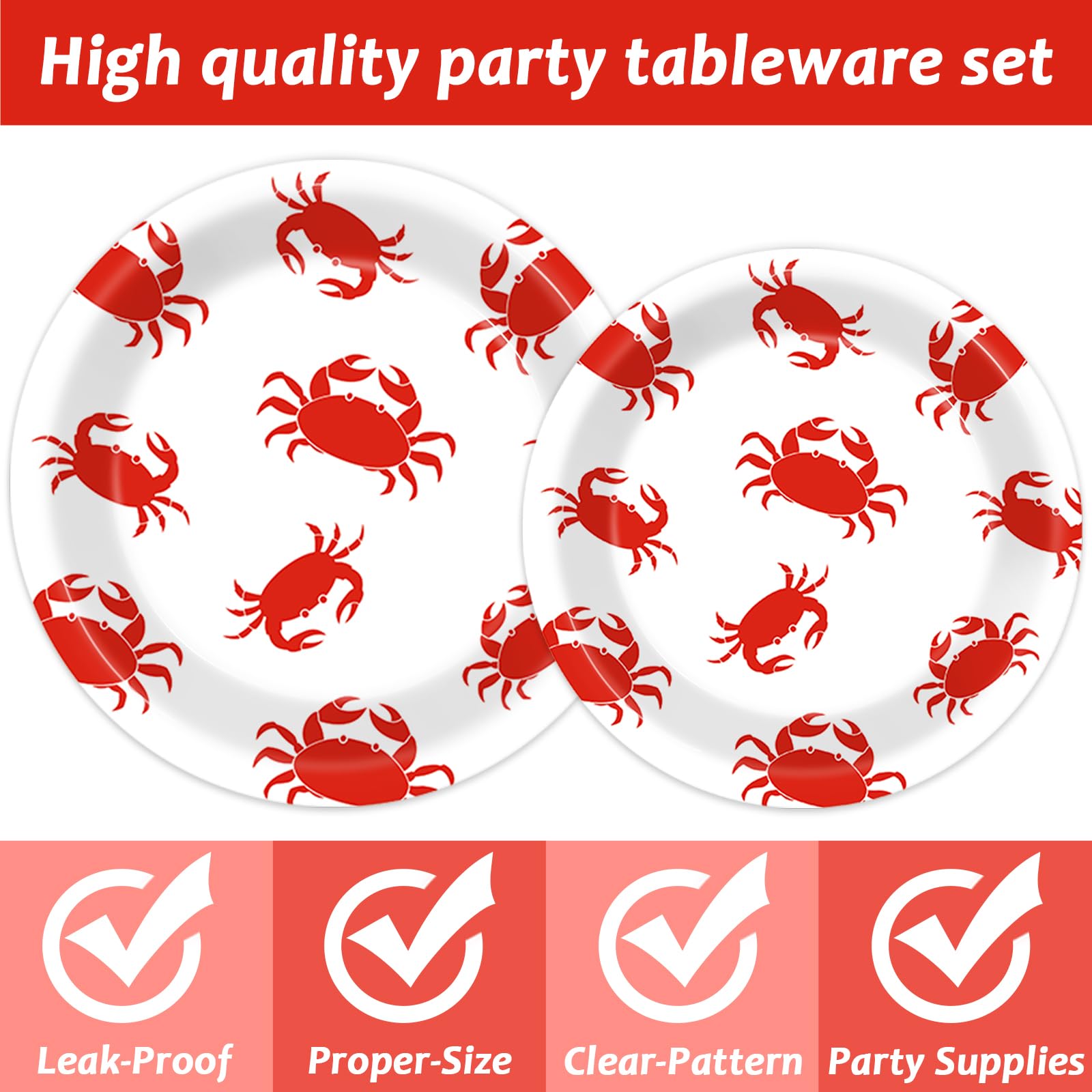 Crab Party Decoration Set - Paper Plate Napkin Fork Set