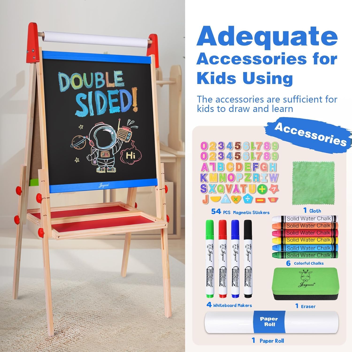 Kids Art Easel Double Sided Magnetic Whiteboard Chalkboard