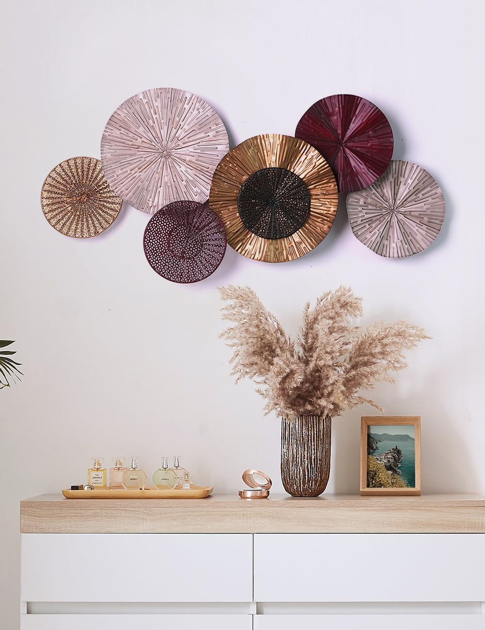 Metal Flower Wall Decor Minimalist Wall Art Iron Floral Artwork Rustic