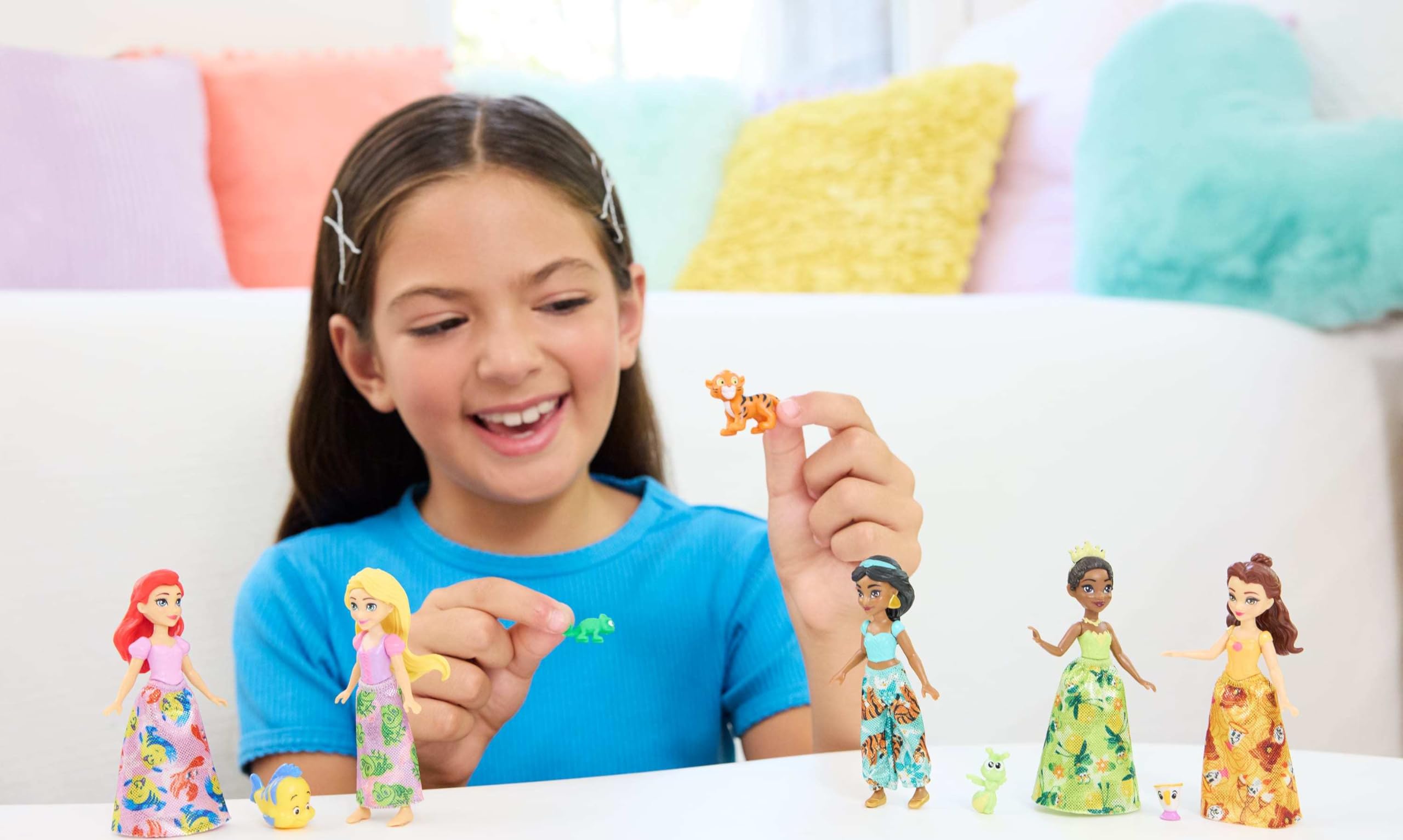 Disney Princess & Friends Set with 5 Posable Small Dolls in Removable Skirts