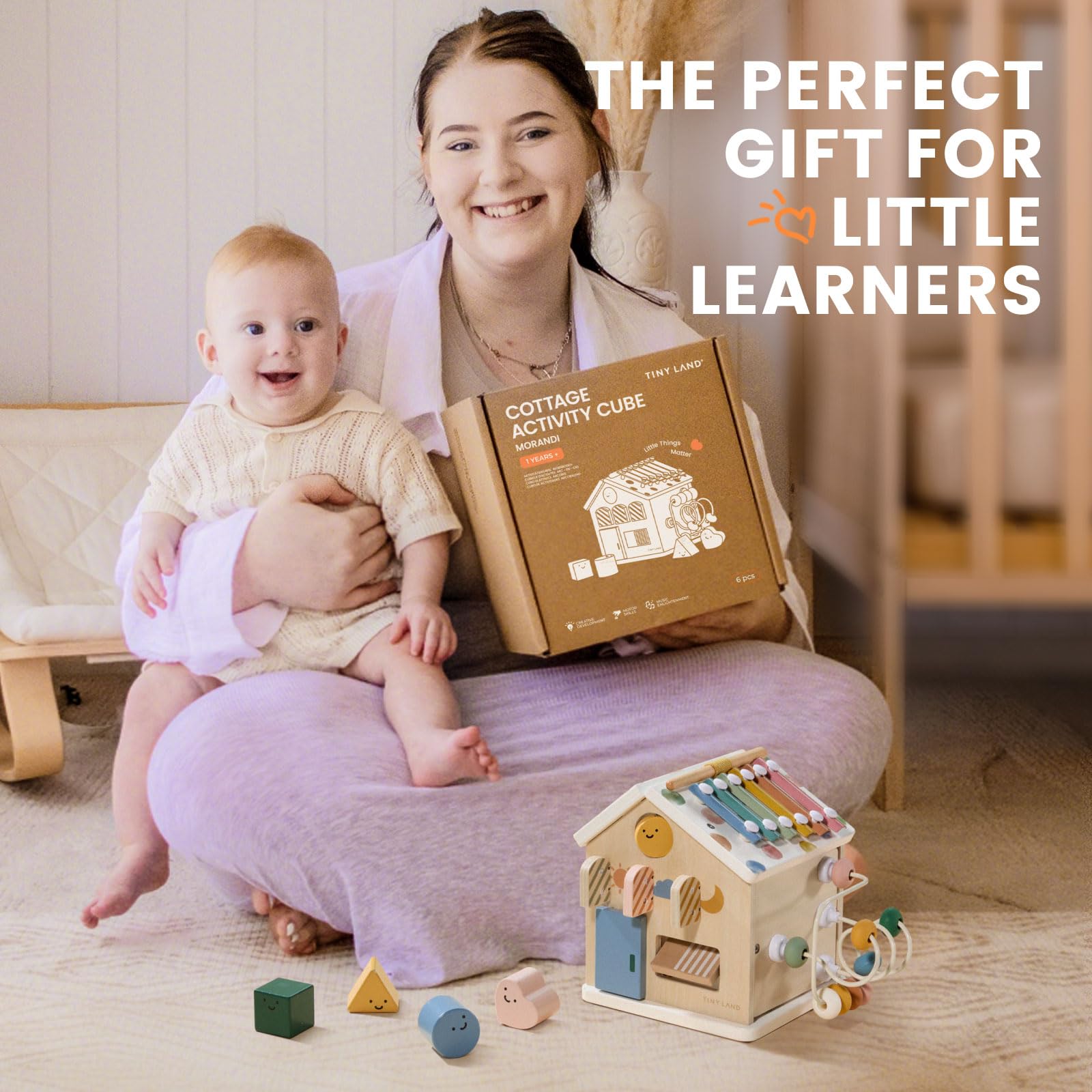 9-in-1 Wooden Activity Cube for Toddlers
