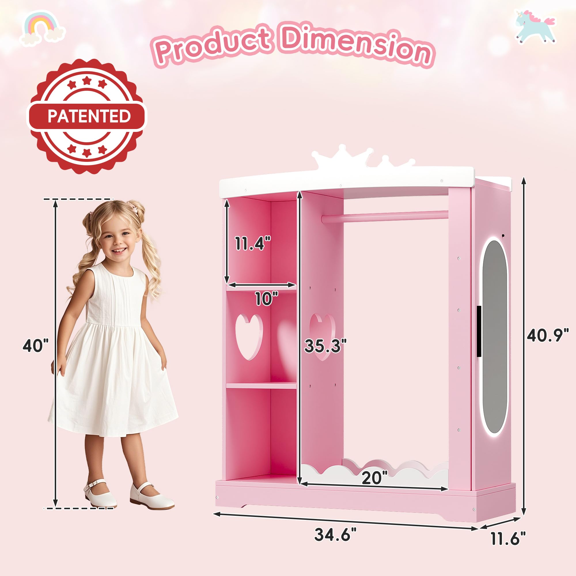 Kids Armoire with Jewelry Cabinet and Mirror